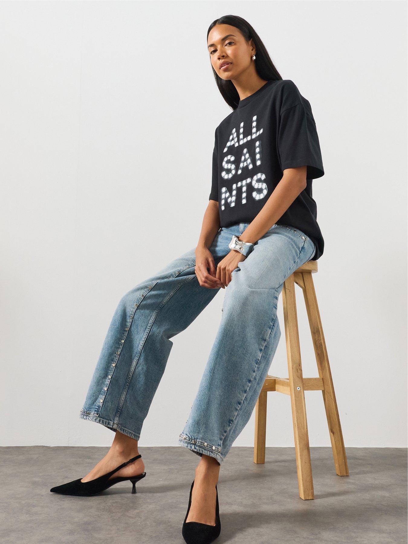 AllSaints Oversized Logo Graphic T-Shirt - Black