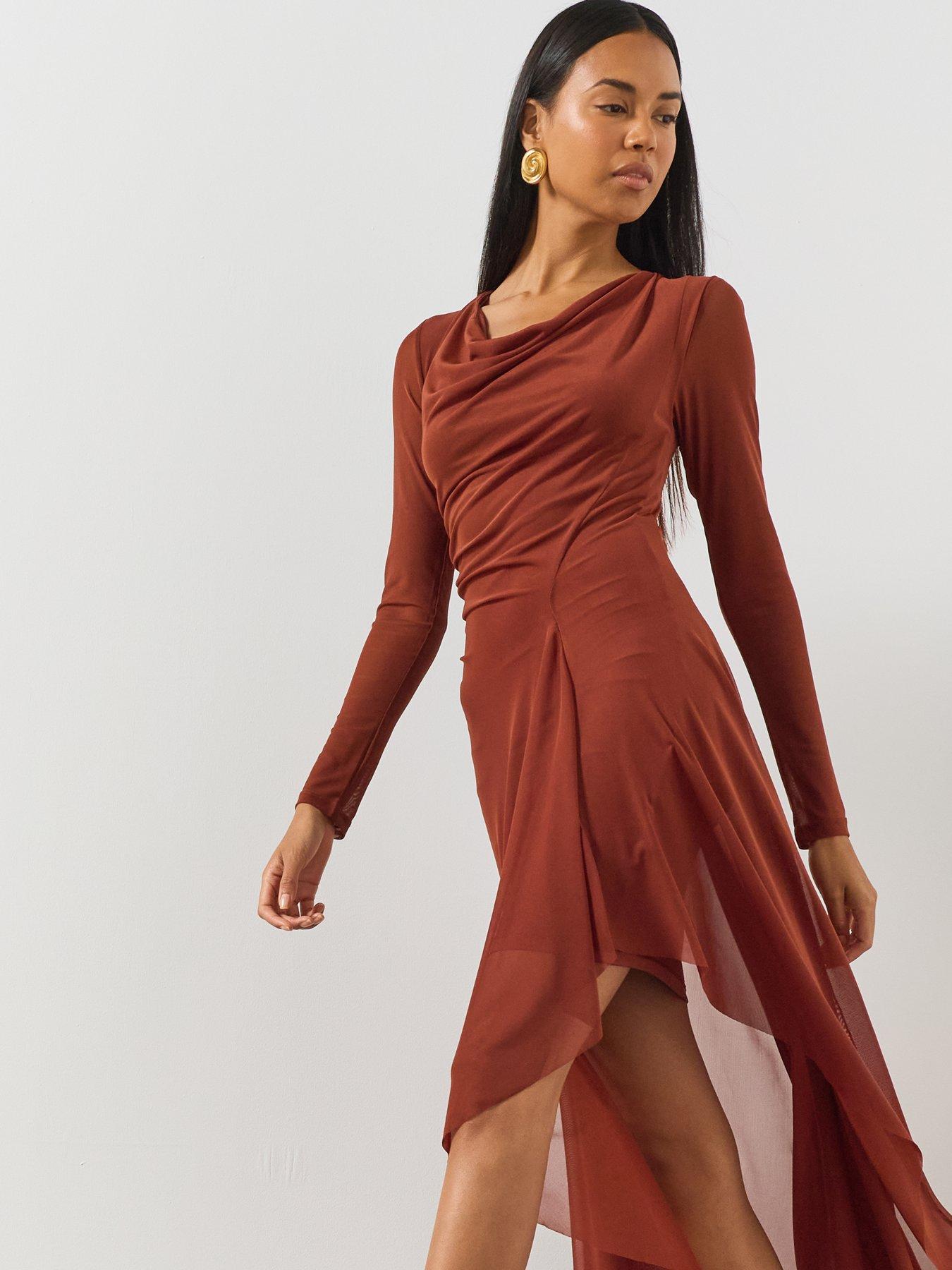 Image 3 of 5 of AllSaints Loria Dress - Brown