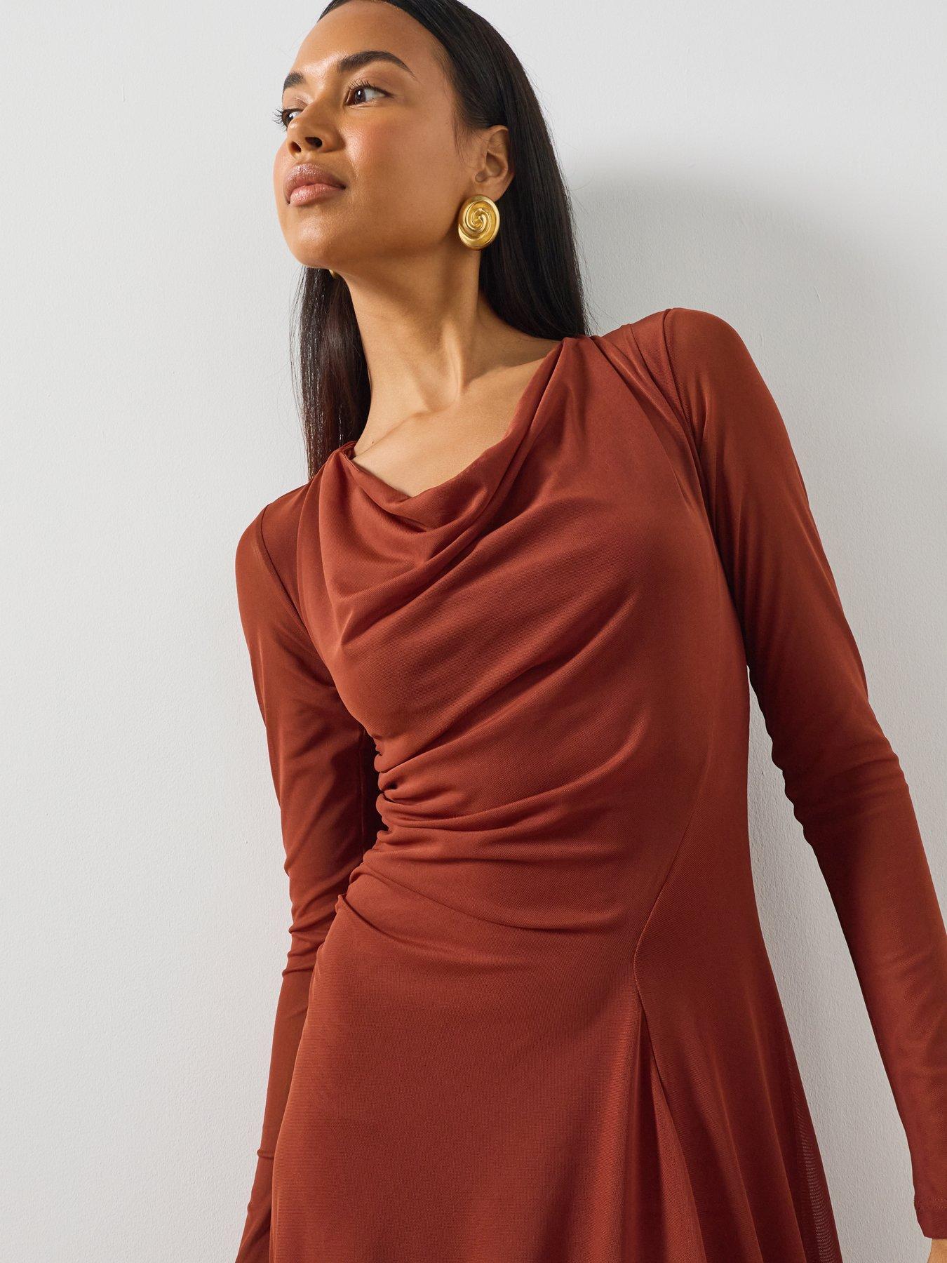 Image 4 of 5 of AllSaints Loria Dress - Brown