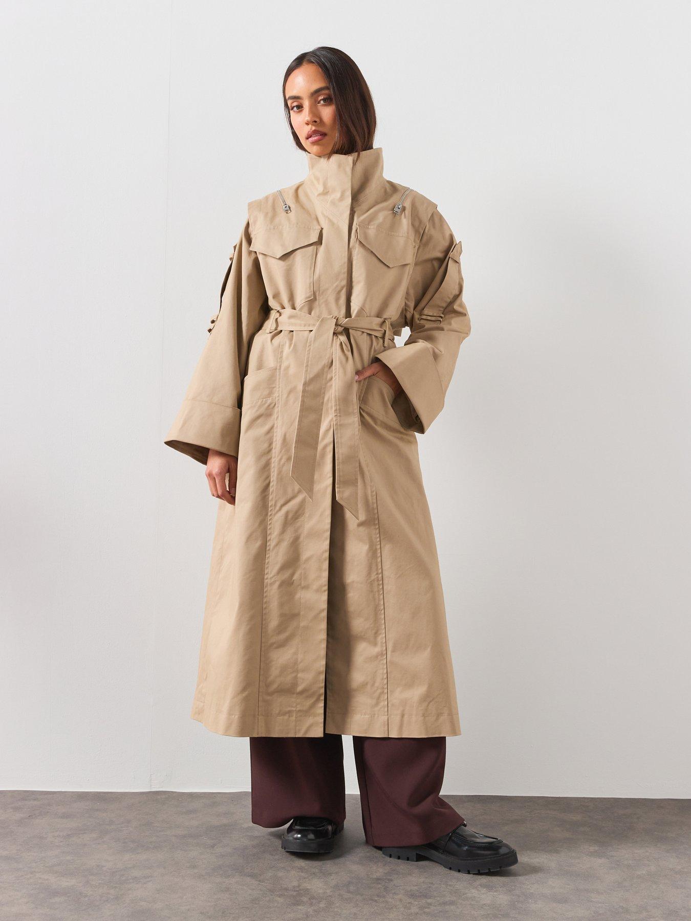 AllSaints Clayton Relaxed Fit Trench Coat - Grey