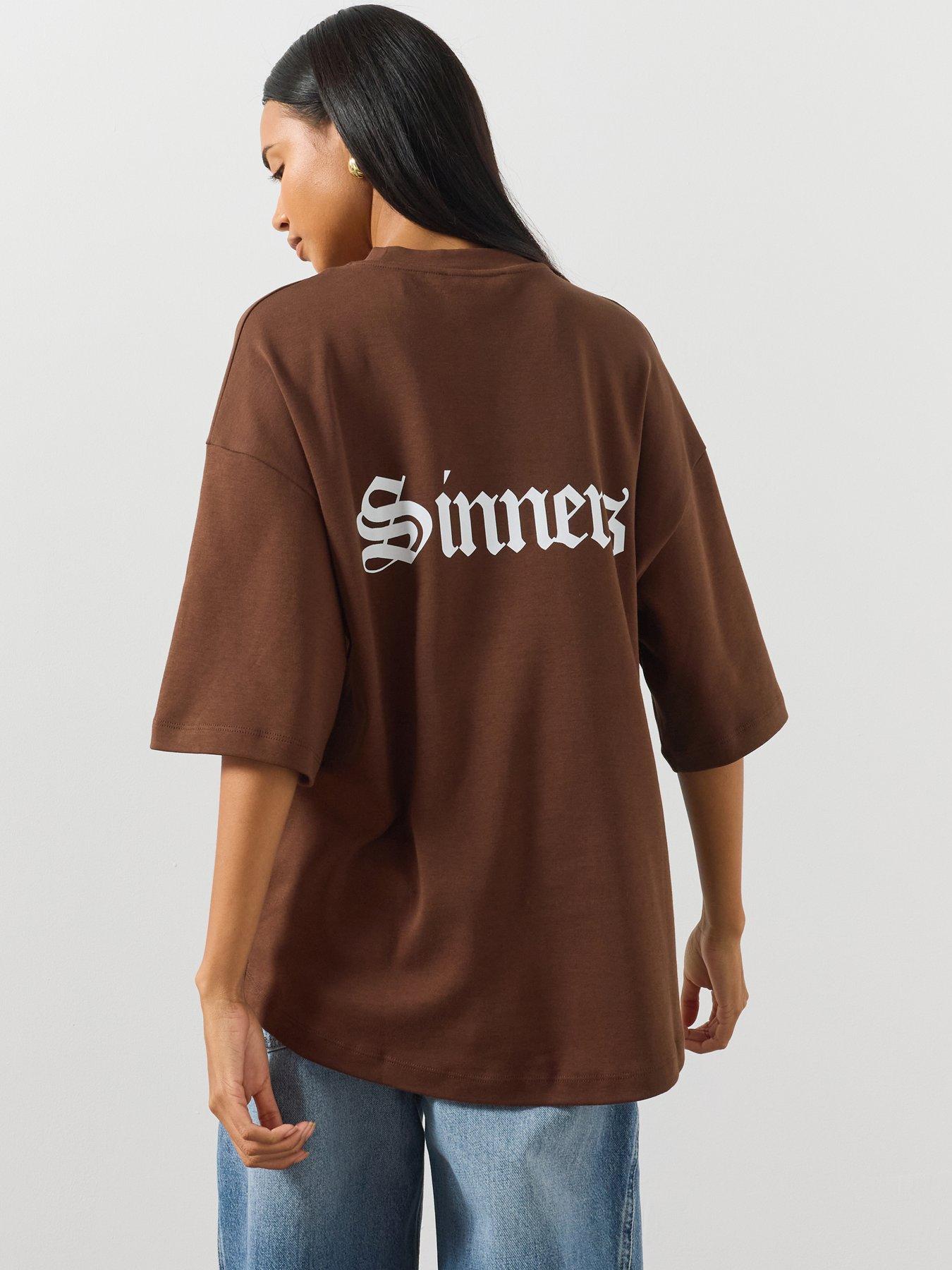 Image 2 of 6 of AllSaints Graphic Oversized Shirts - Brown