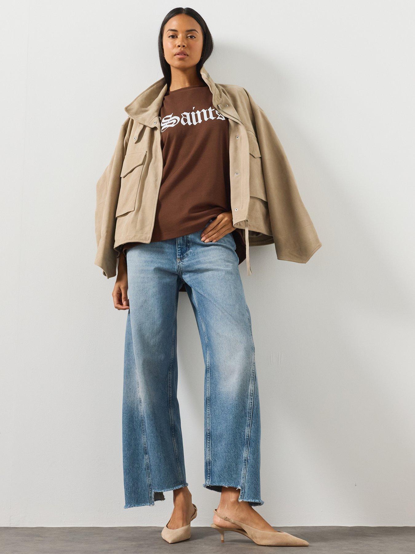 Image 3 of 6 of AllSaints Graphic Oversized Shirts - Brown