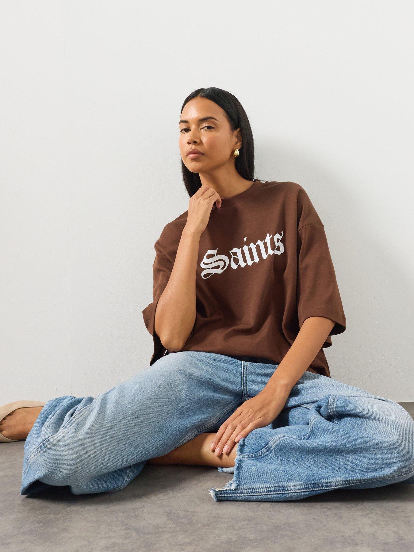 Image 5 of 6 of AllSaints Graphic Oversized Shirts - Brown