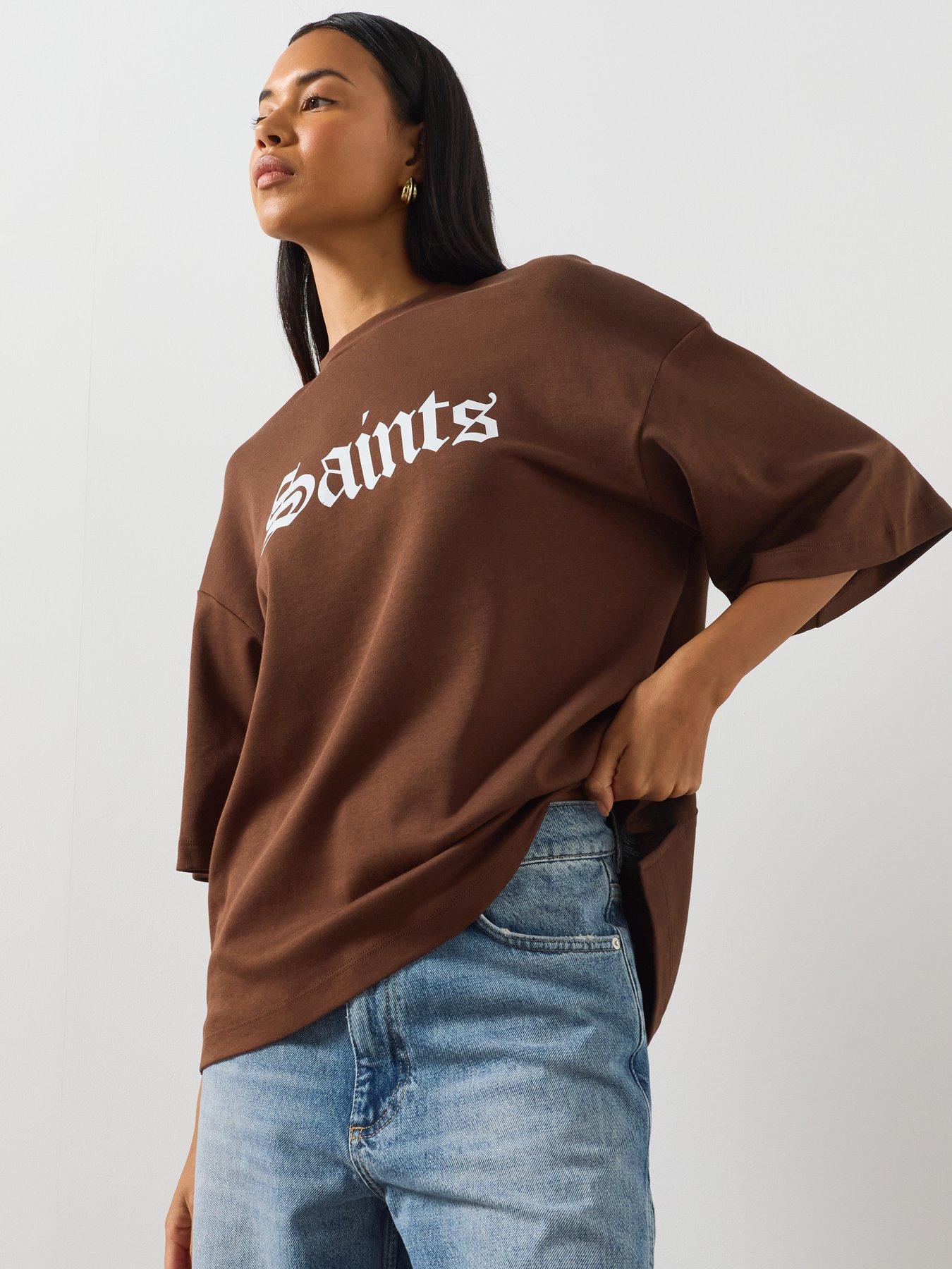 Image 6 of 6 of AllSaints Graphic Oversized Shirts - Brown