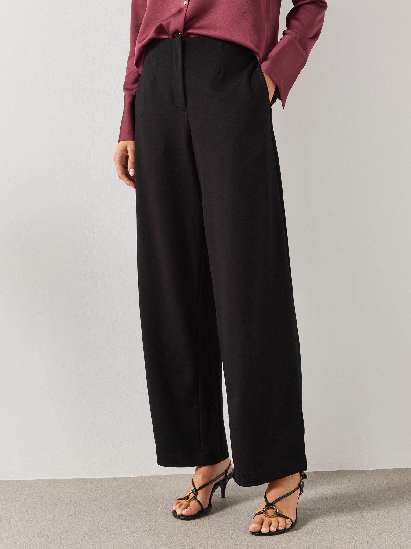 Mango Wide Leg Trousers - Black