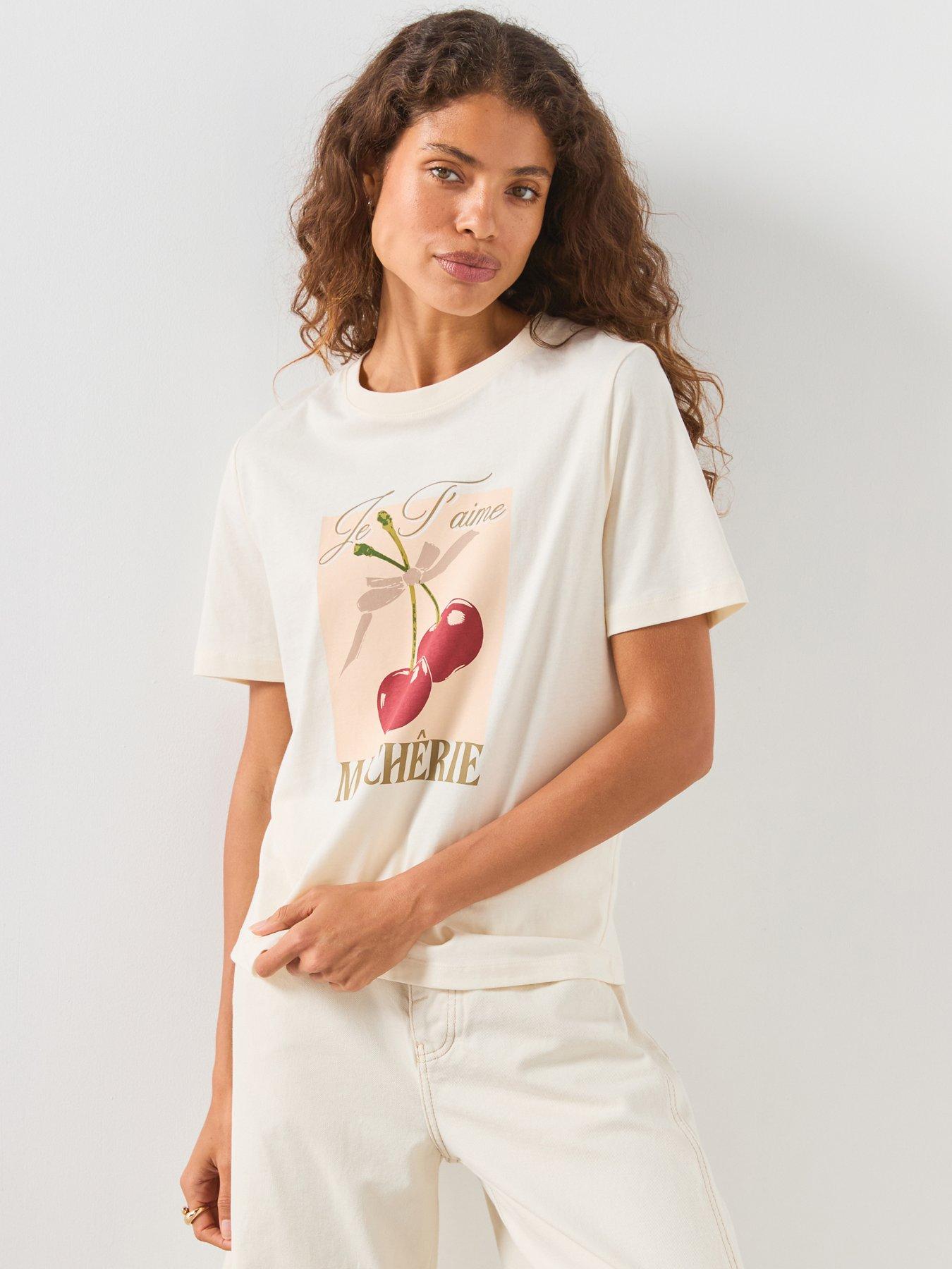 Mango Printed Cotton-Blend T-Shirt - White