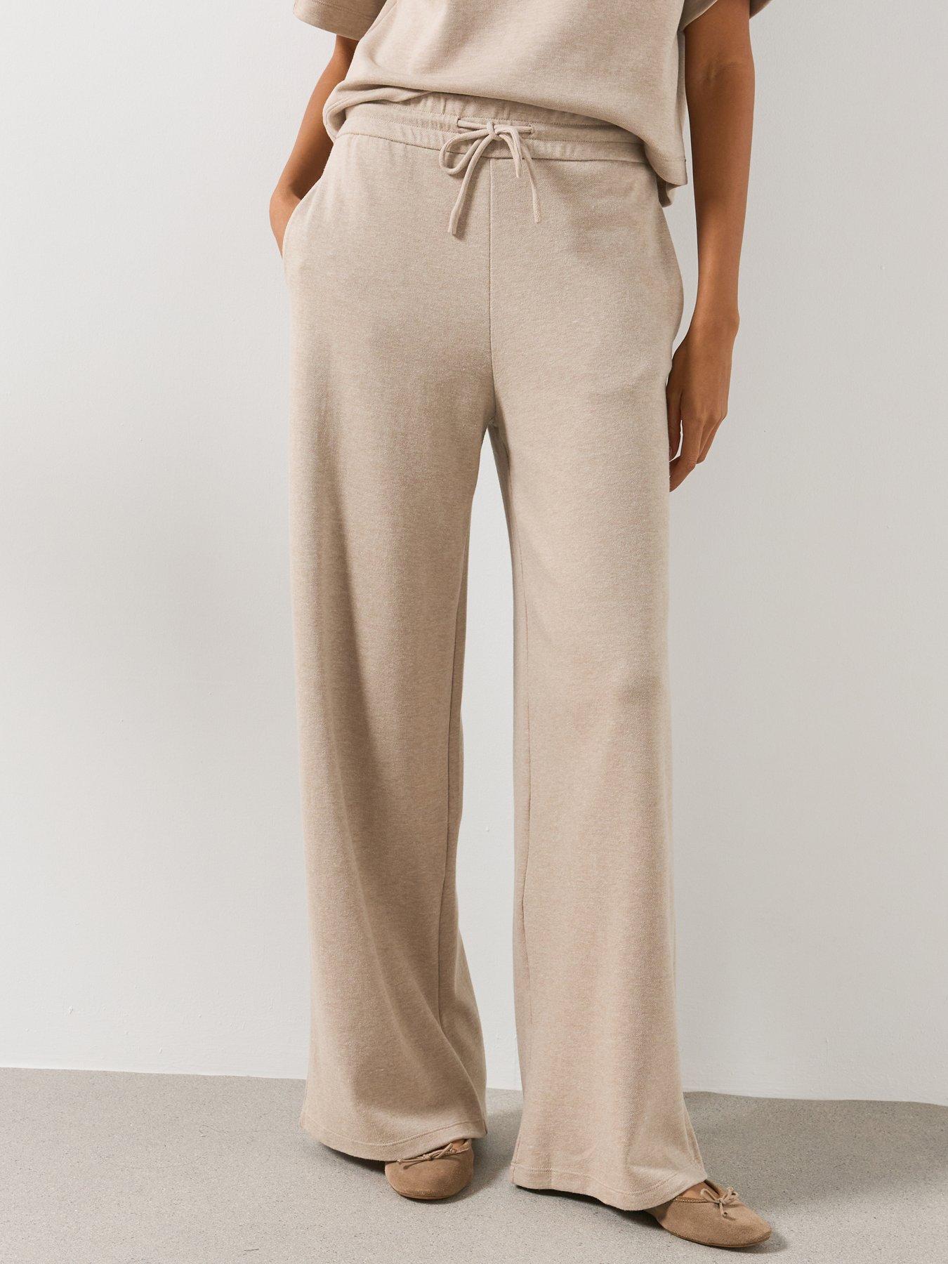 Mango Fine Knit Straight-Fit Trousers Co-Ord - Cream