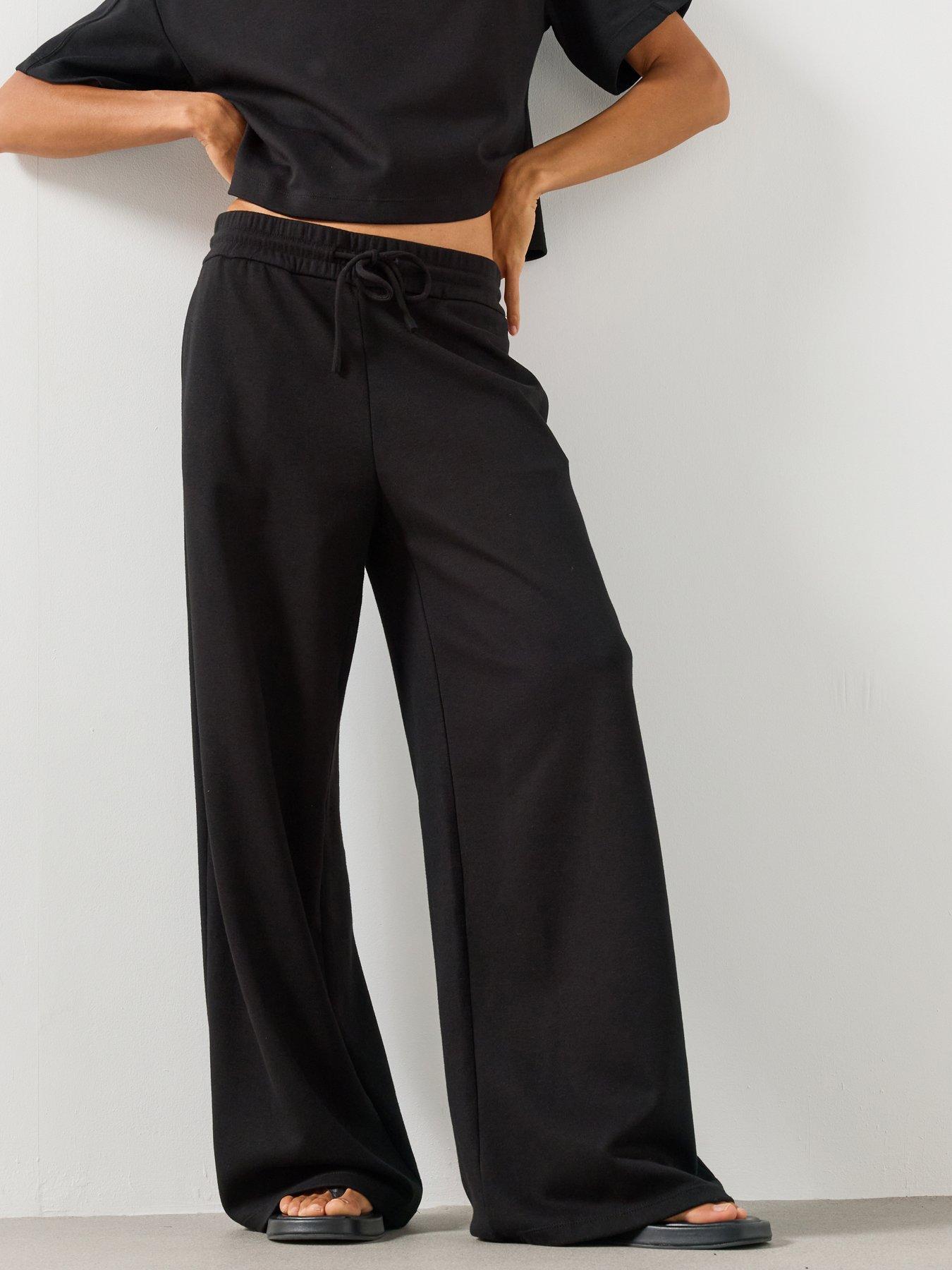 Mango Fine Knit Straight Fit Co-Ord Trousers - Black