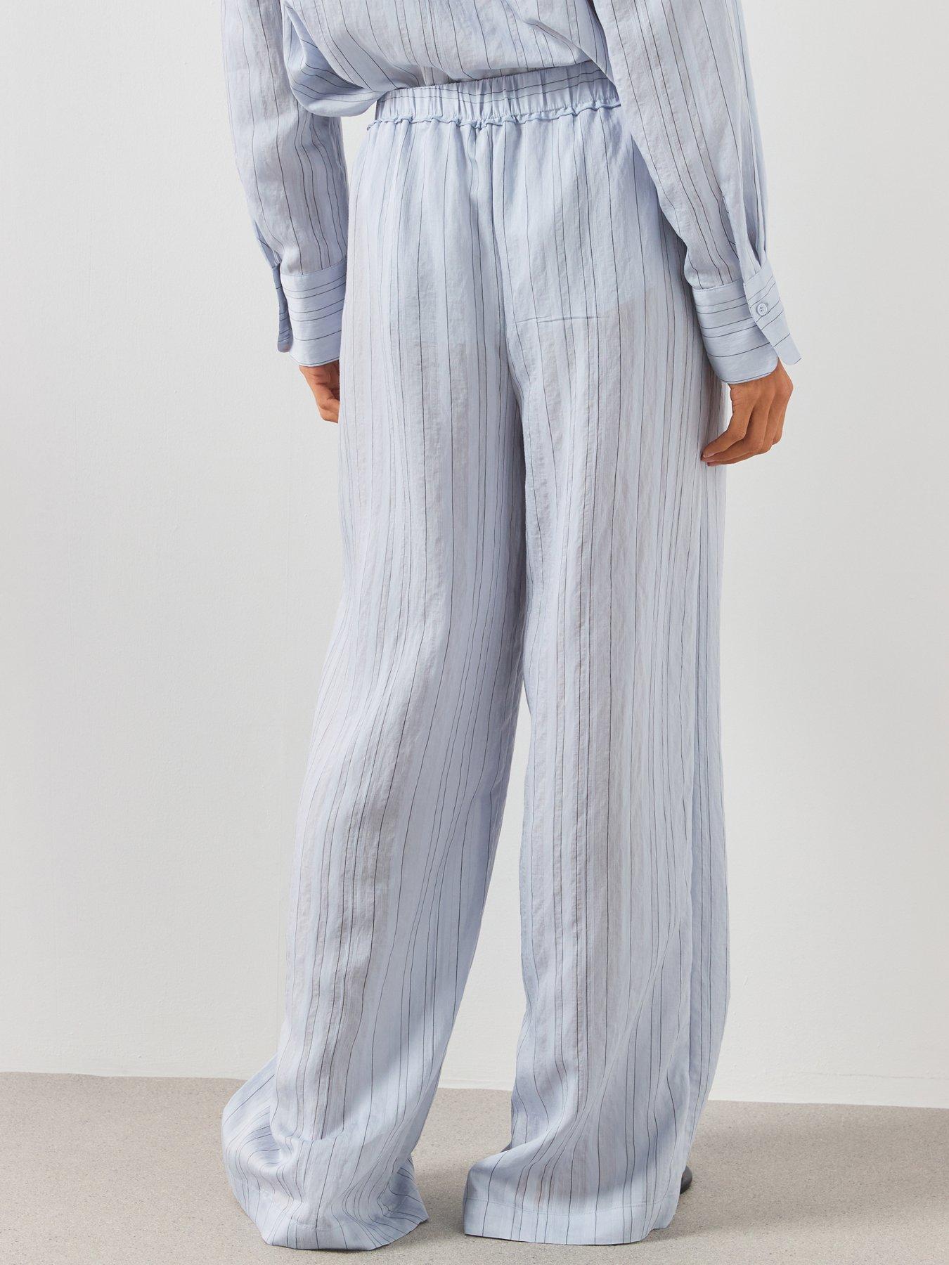 Image 2 of 6 of Mango Straight Striped Co-Ord Trousers - Blue