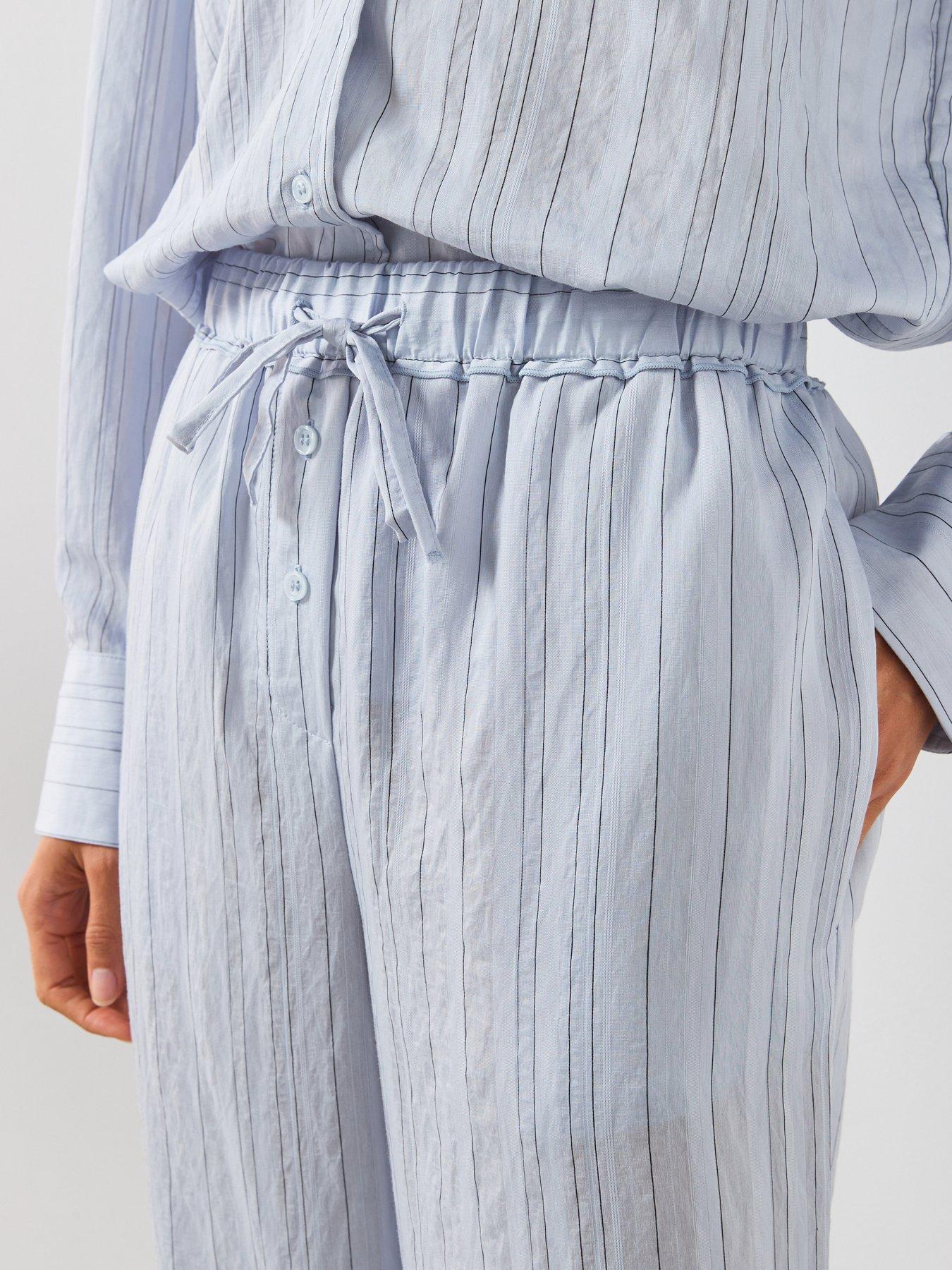 Image 5 of 6 of Mango Straight Striped Co-Ord Trousers - Blue