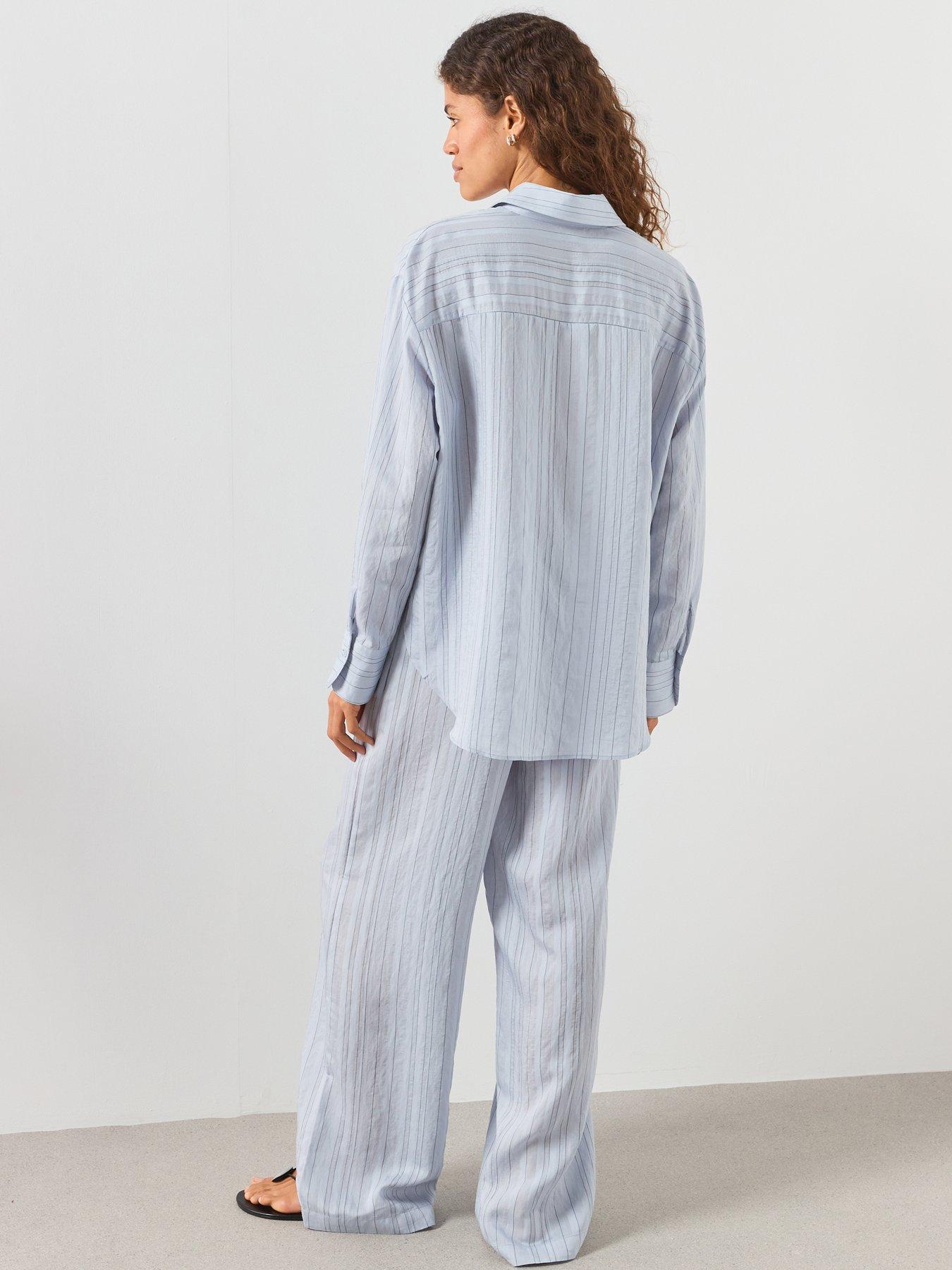 Image 6 of 6 of Mango Straight Striped Co-Ord Trousers - Blue