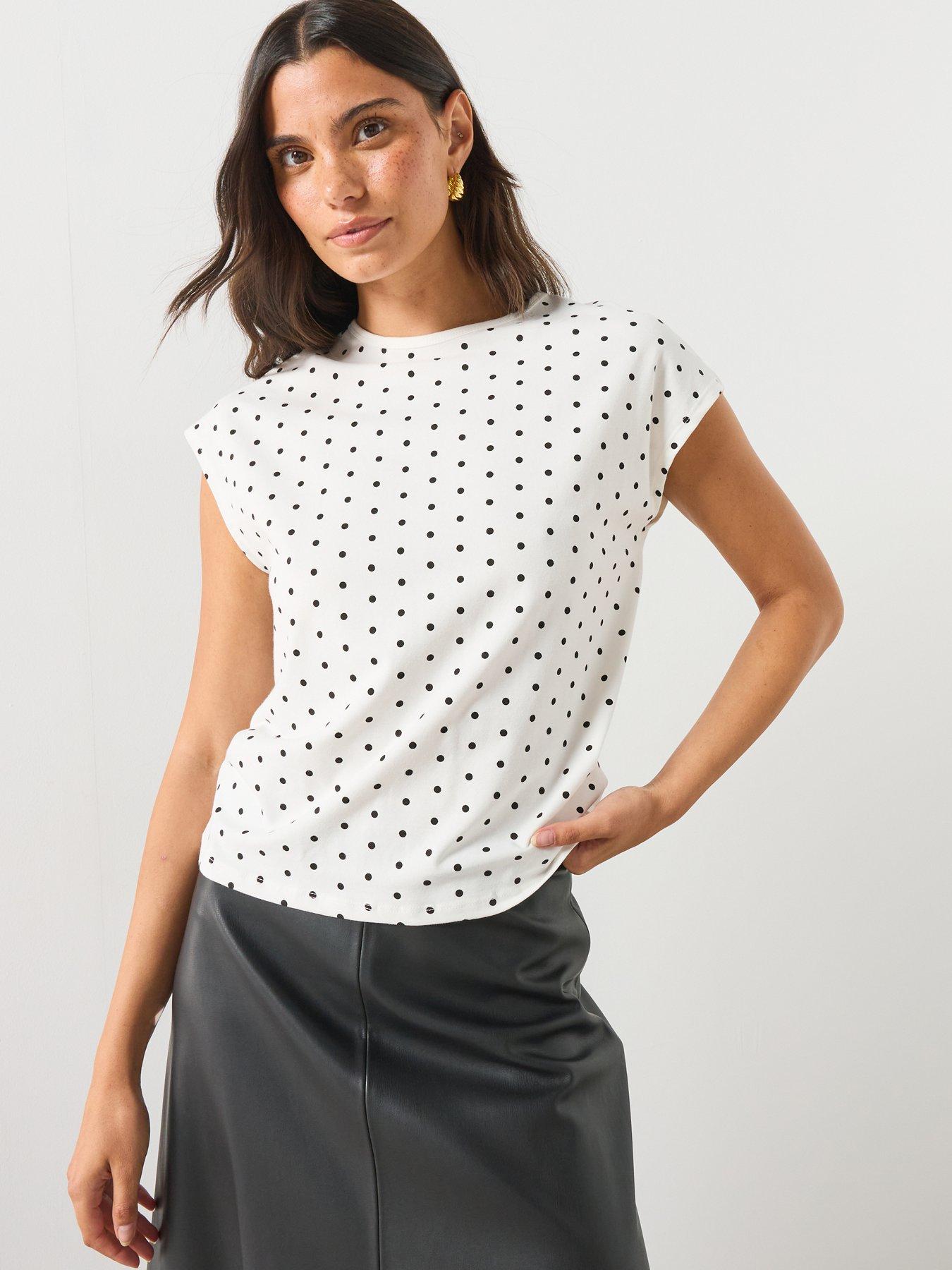 Mango Polka Dots Cotton T-shirt - White