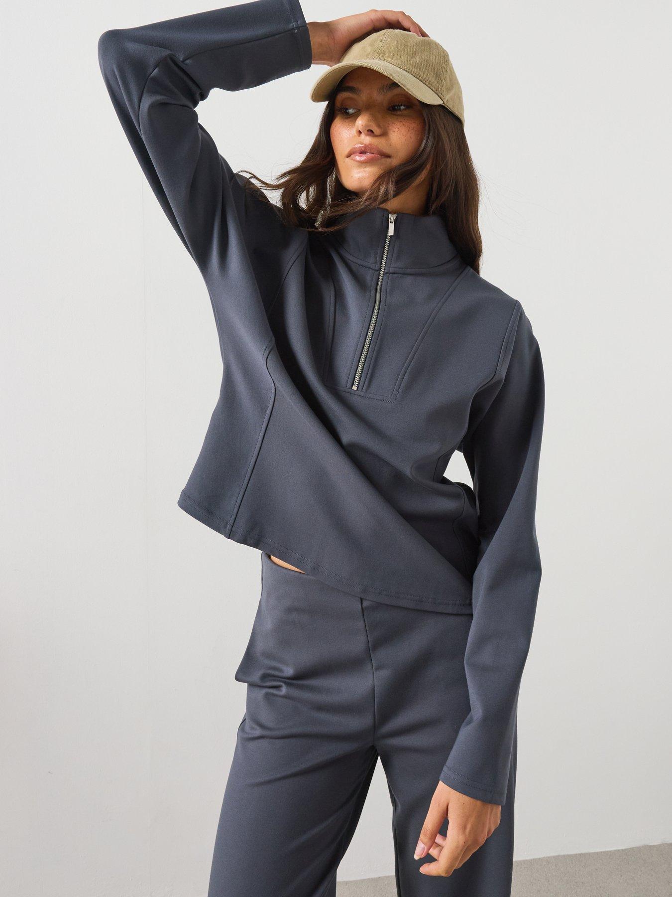 Image 5 of 6 of Mango Turtleneck Sweatshirt With Zip Co Ord - Blue