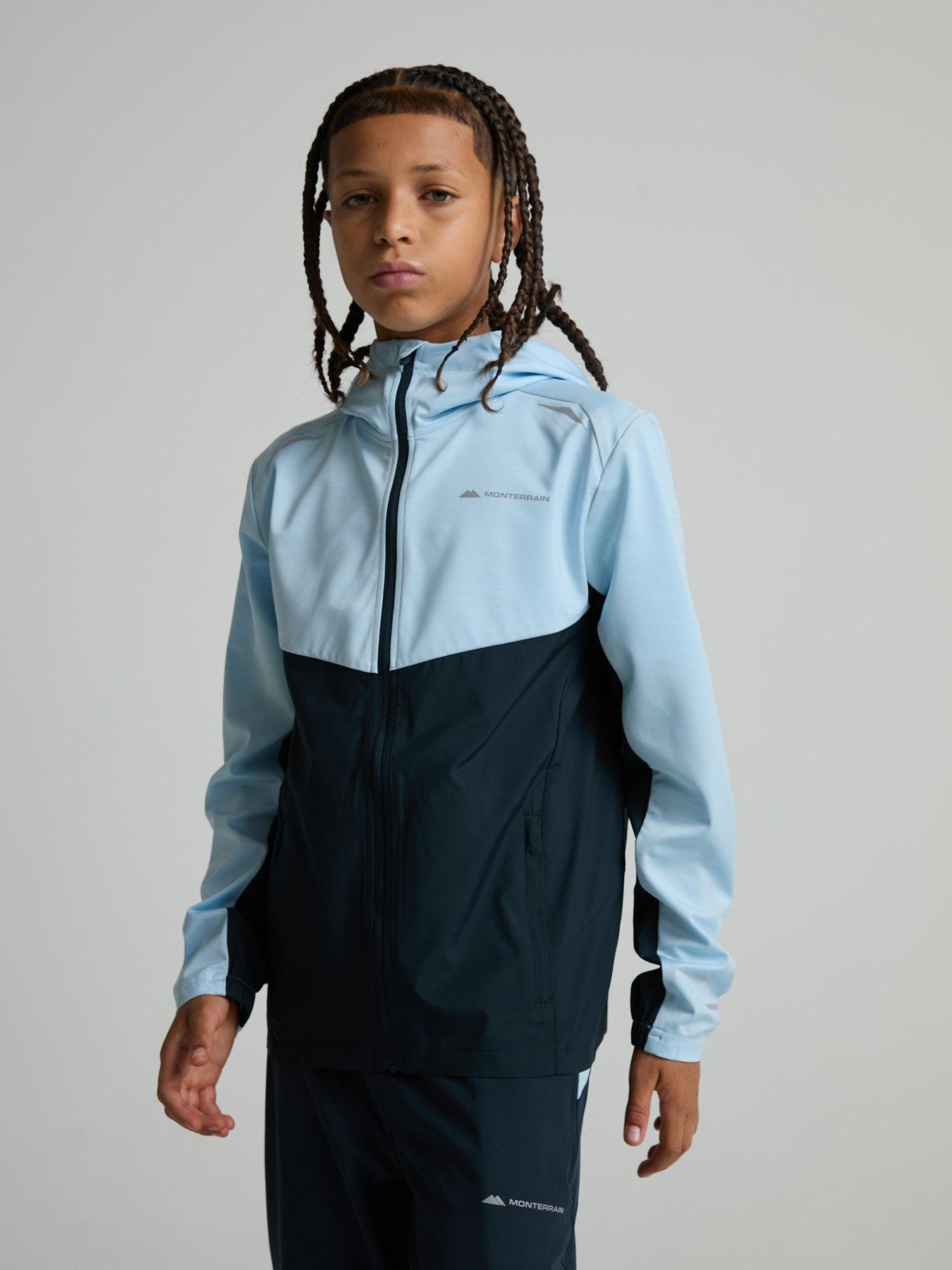 Monterrain Kids' Colour Block Hooded Windbreaker Jacket - Blue