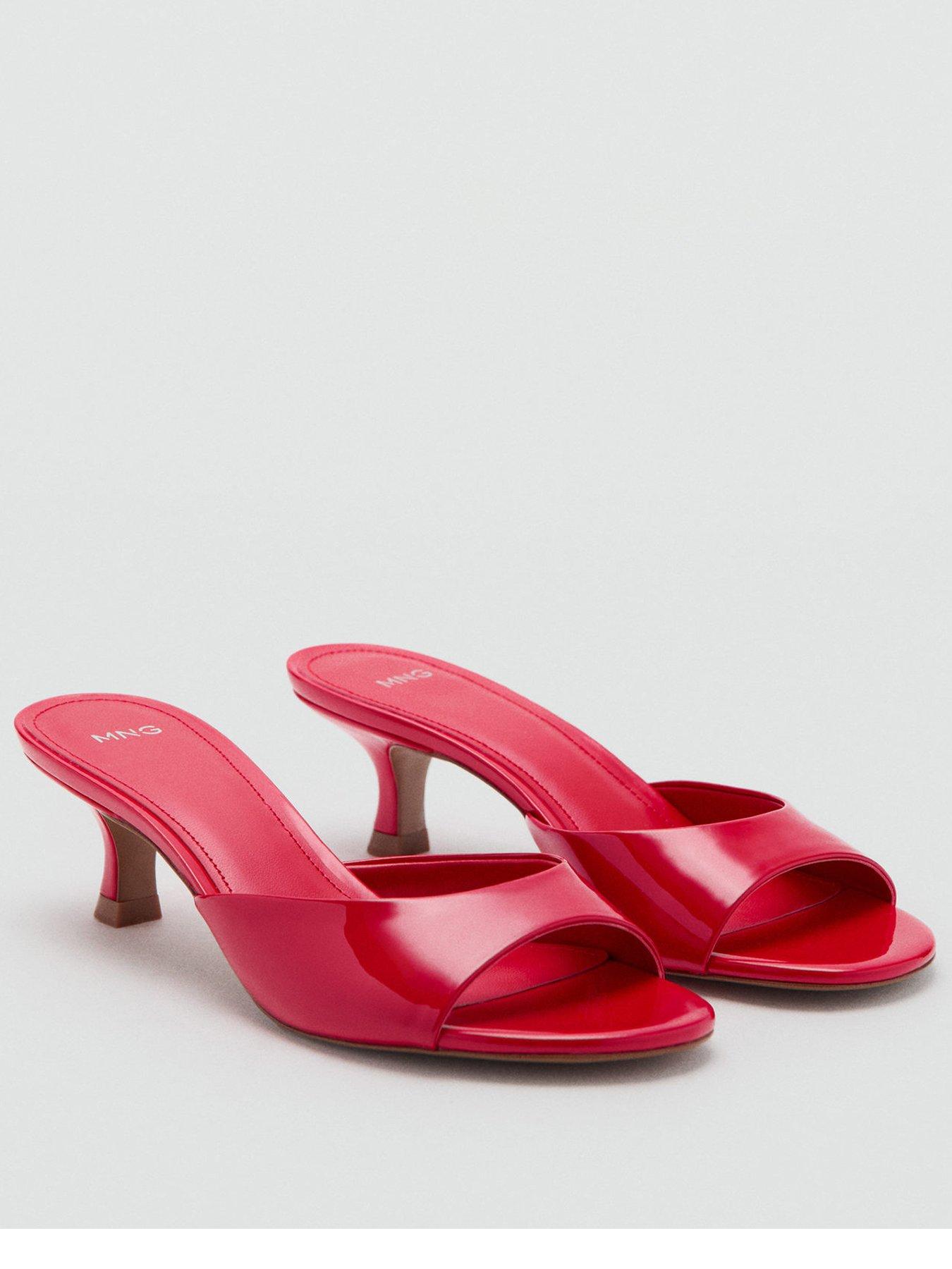 Mango Strap Kitten Heel Sandals - Red