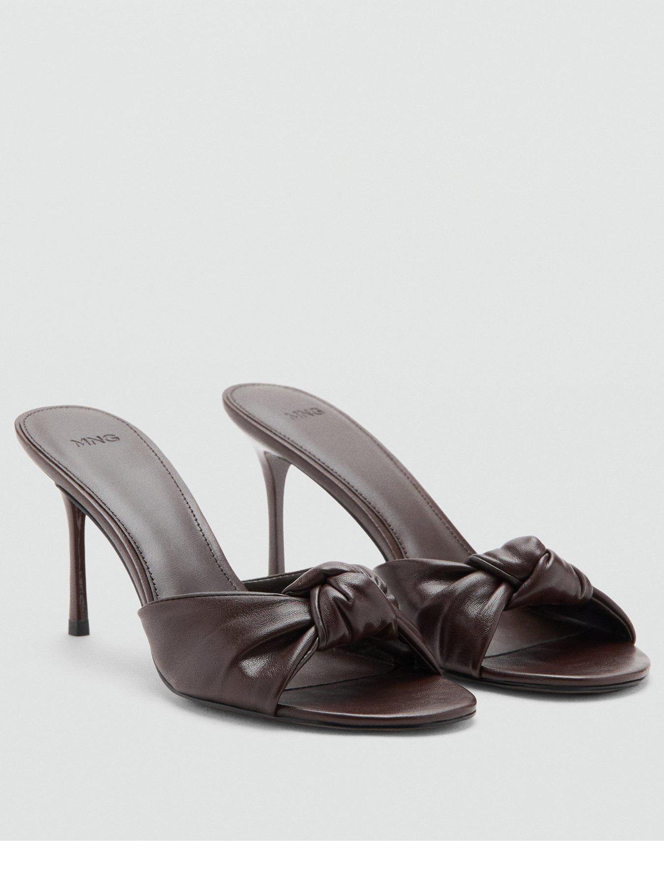 Mango Stiletto Heel Knot Sandal - Brown