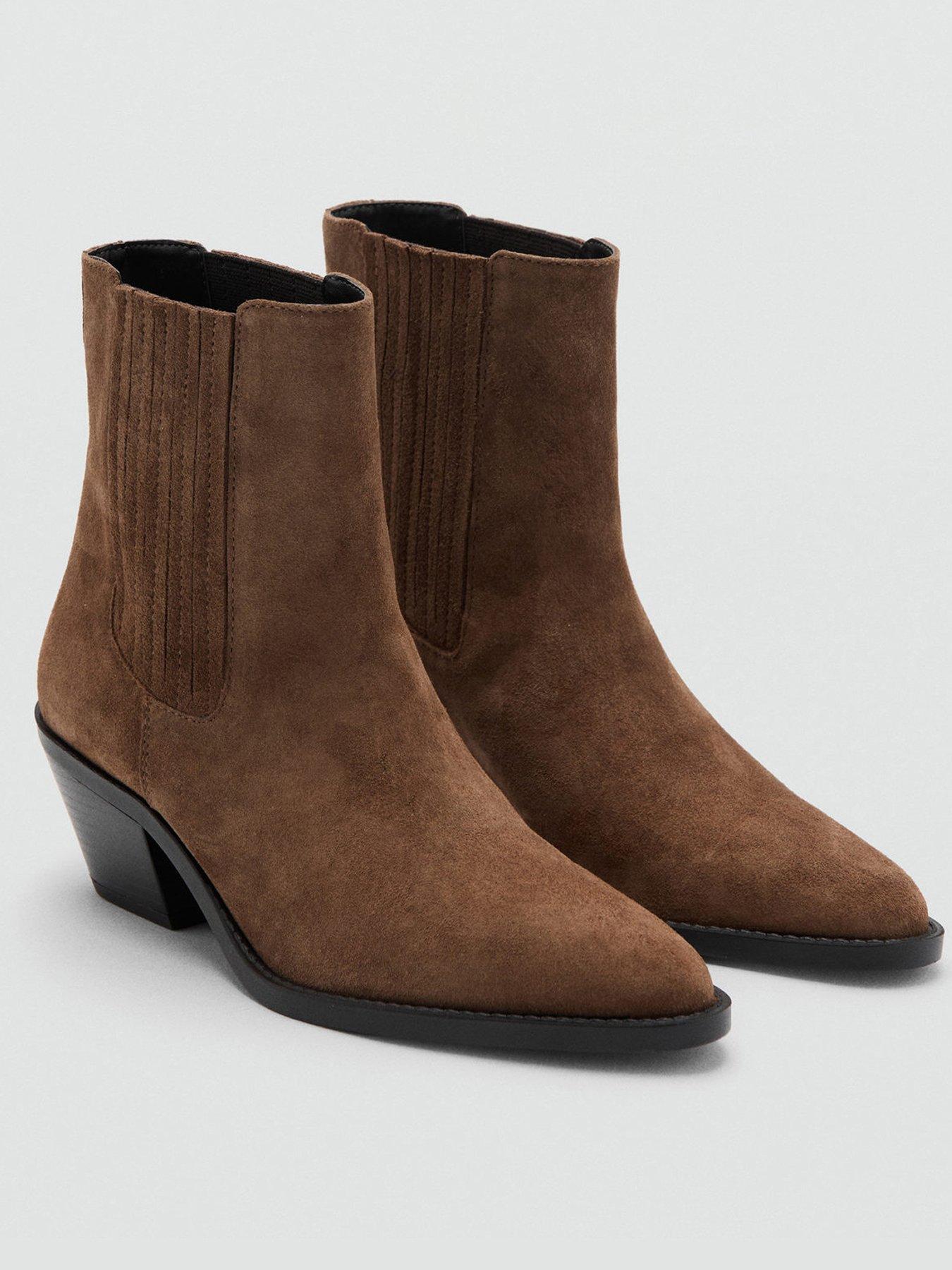 Mango Suede Block-heel Boots - Brown