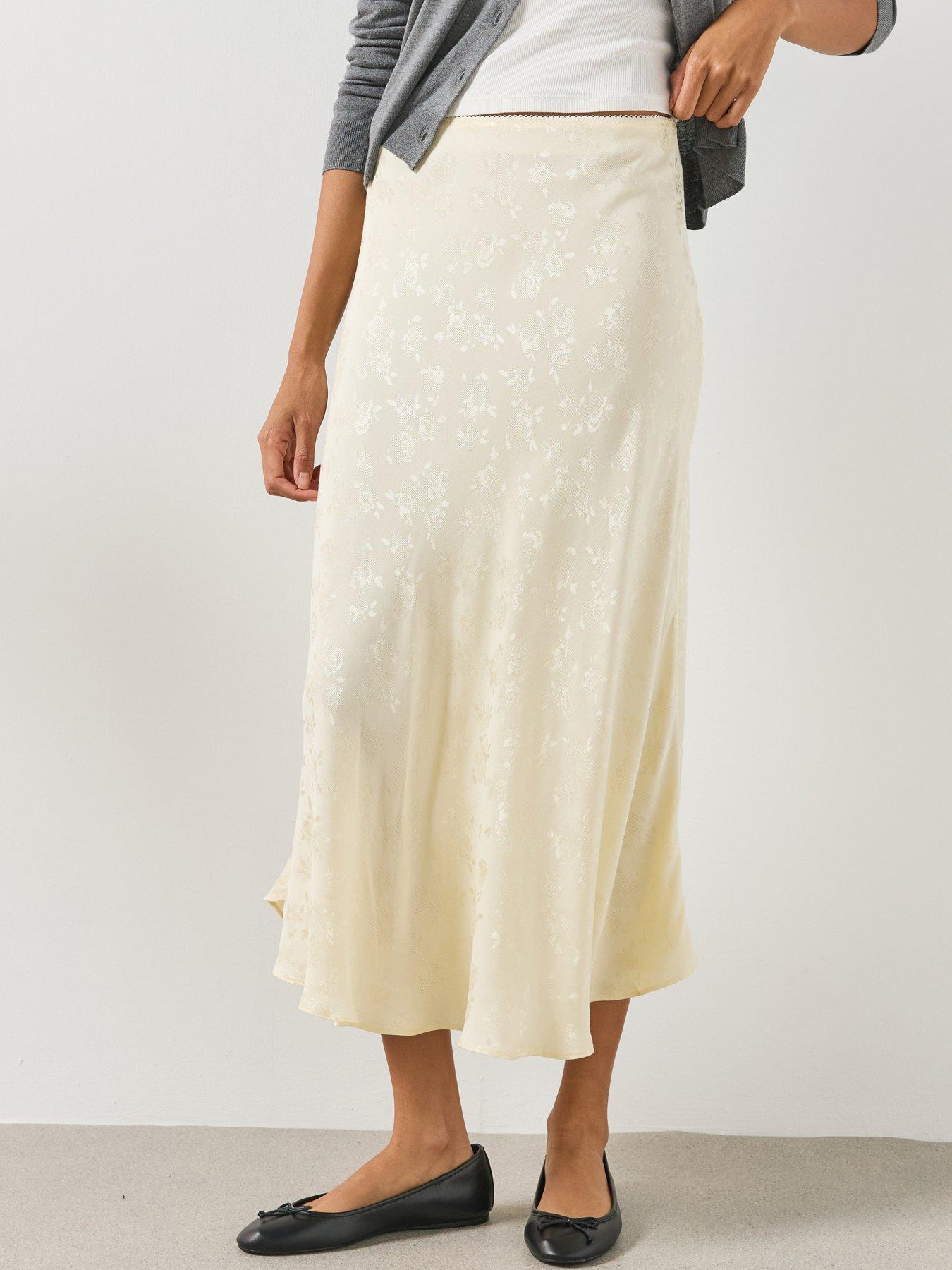 Image 1 of 6 of Mango A Line Devor&eacute; Skirt Co-Ord- Cream