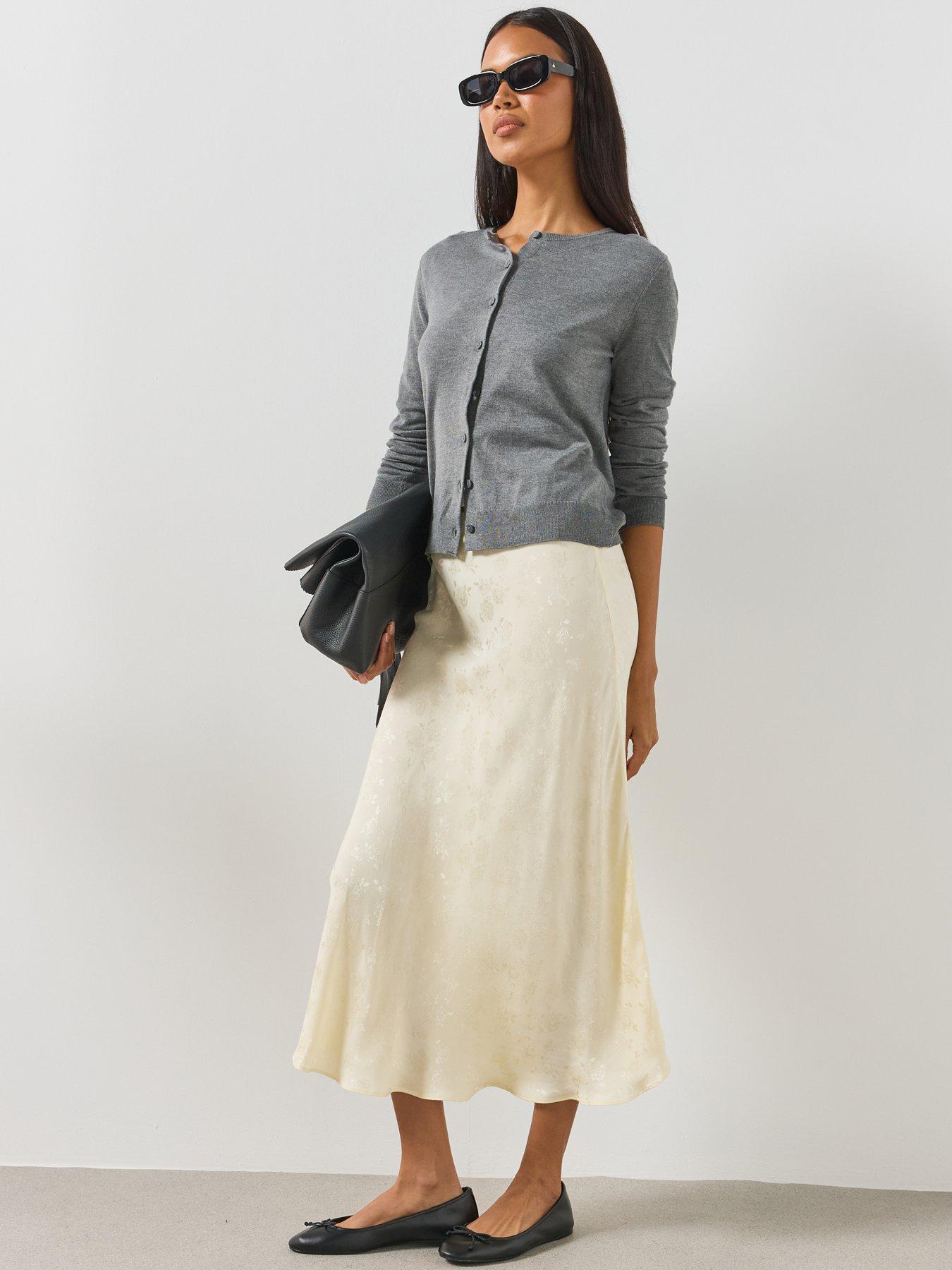 Image 3 of 6 of Mango A Line Devor&eacute; Skirt Co-Ord- Cream