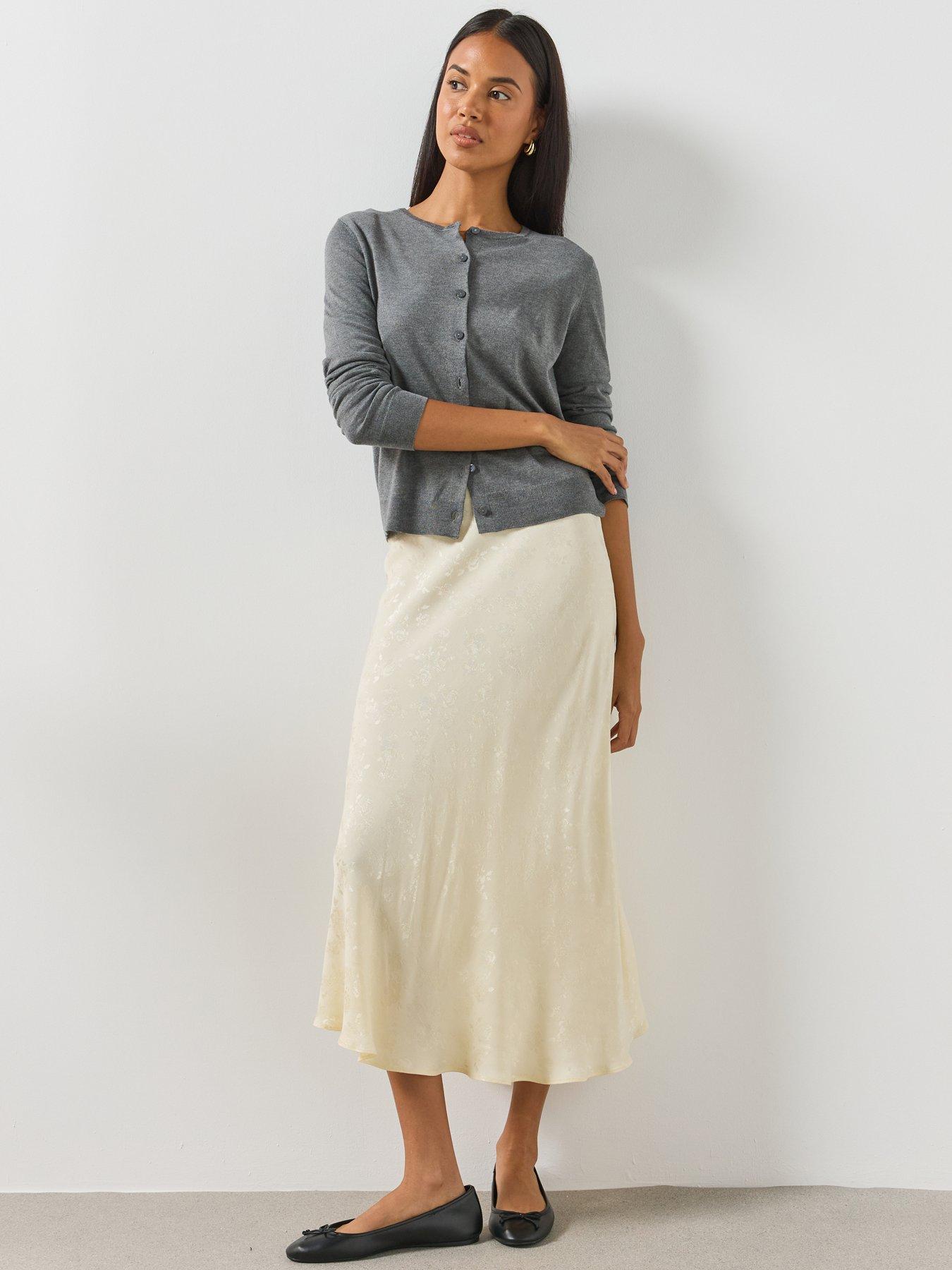 Image 5 of 6 of Mango A Line Devor&eacute; Skirt Co-Ord- Cream