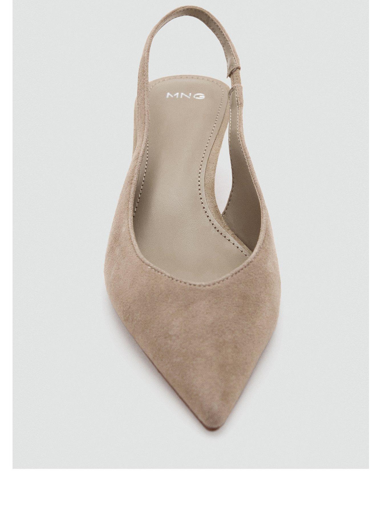 Image 3 of 4 of Mango Suede Kitten Heel Court Shoes - Beige
