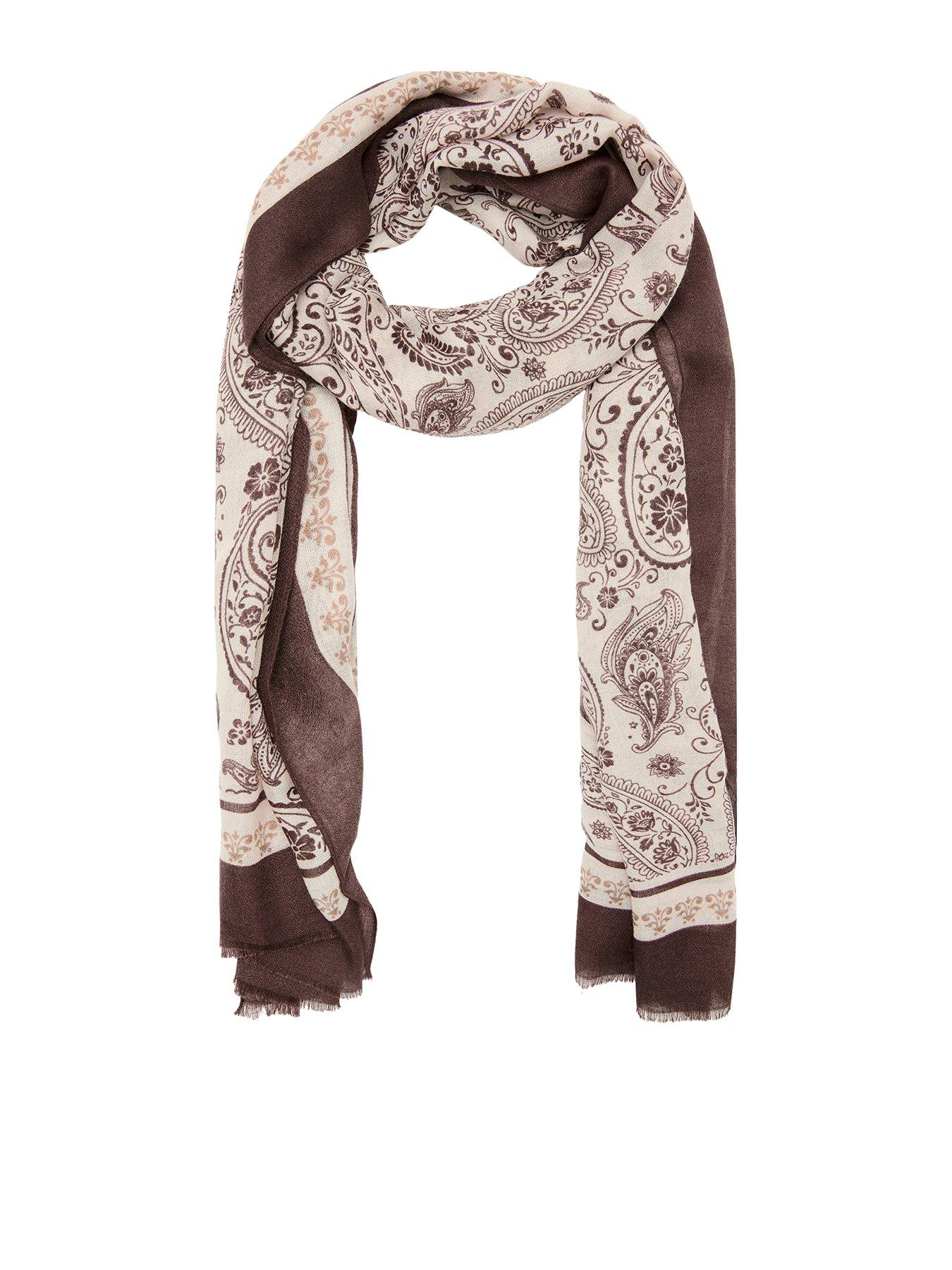Mango Paisley Print Scarf - Brown
