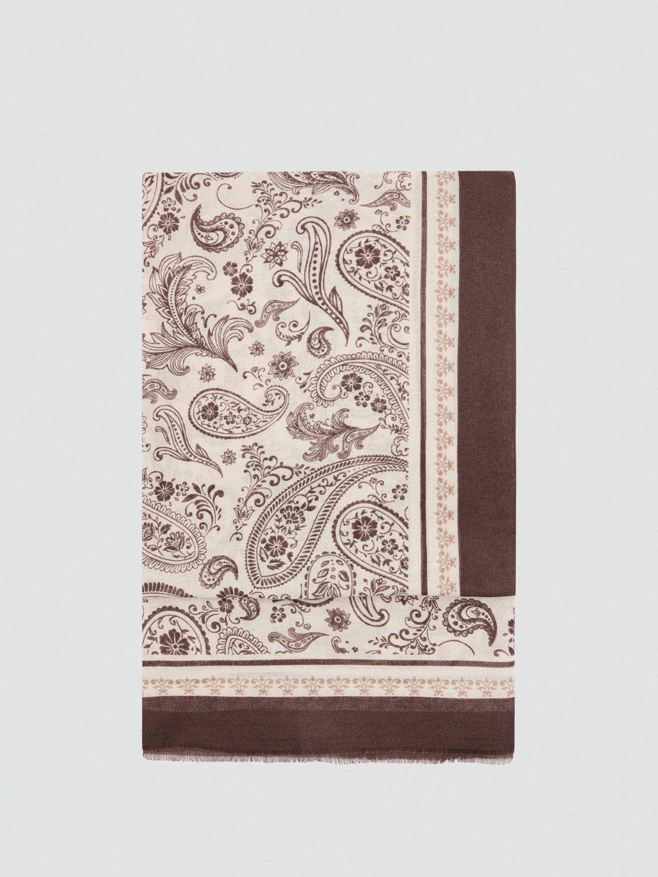 Image 2 of 4 of Mango Paisley Print Scarf - Brown