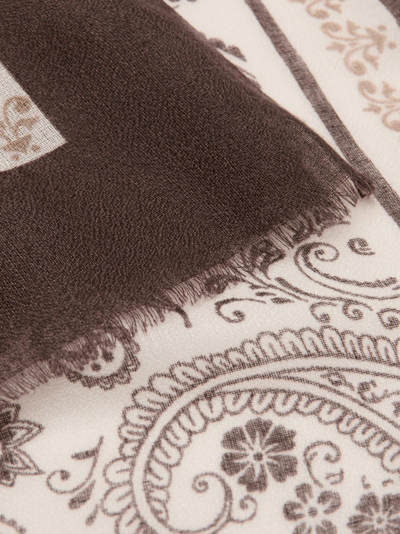 Image 4 of 4 of Mango Paisley Print Scarf - Brown