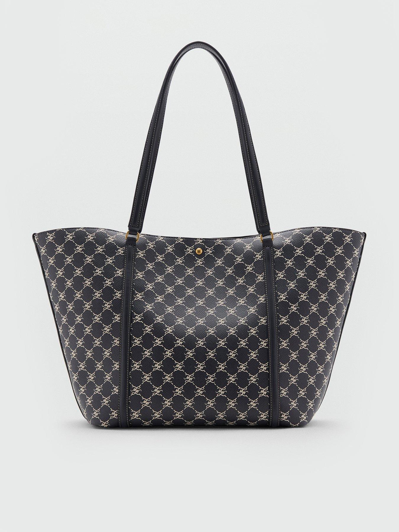 Mango Printed Logo Shopper Bag - Blue