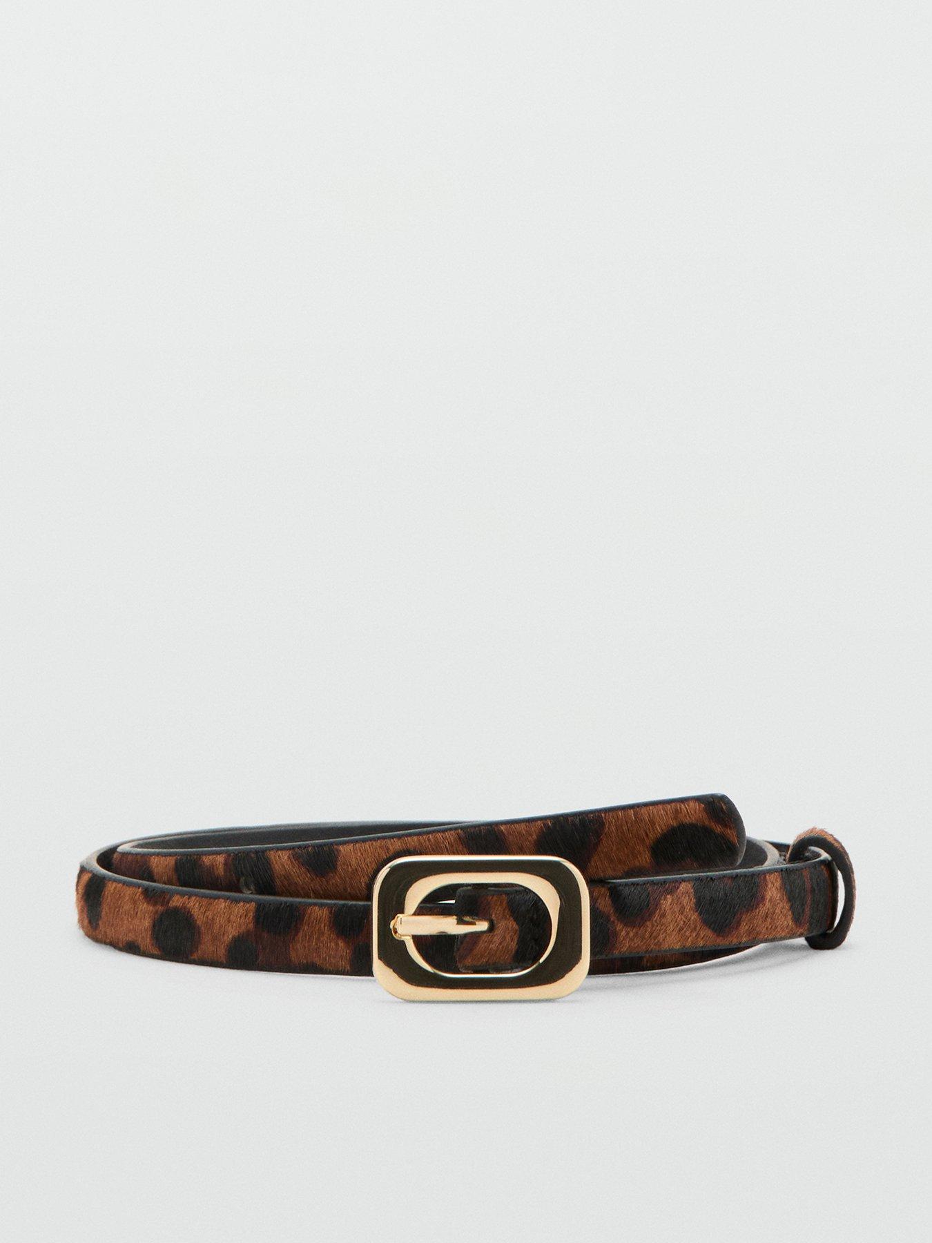 Mango Leopard-print Leather Belt - Brown