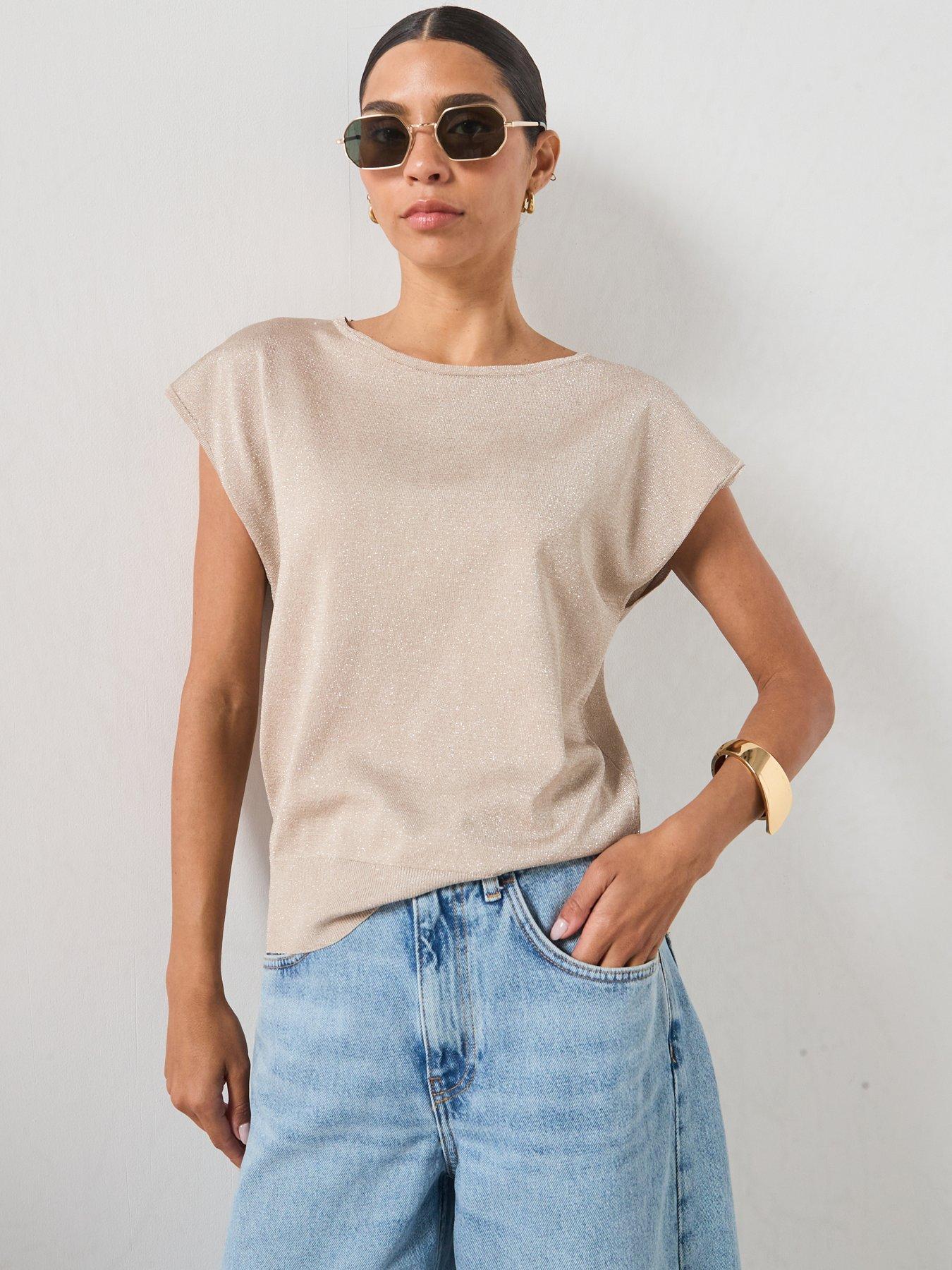 Mango Boat Neck Knitted Top - Silver