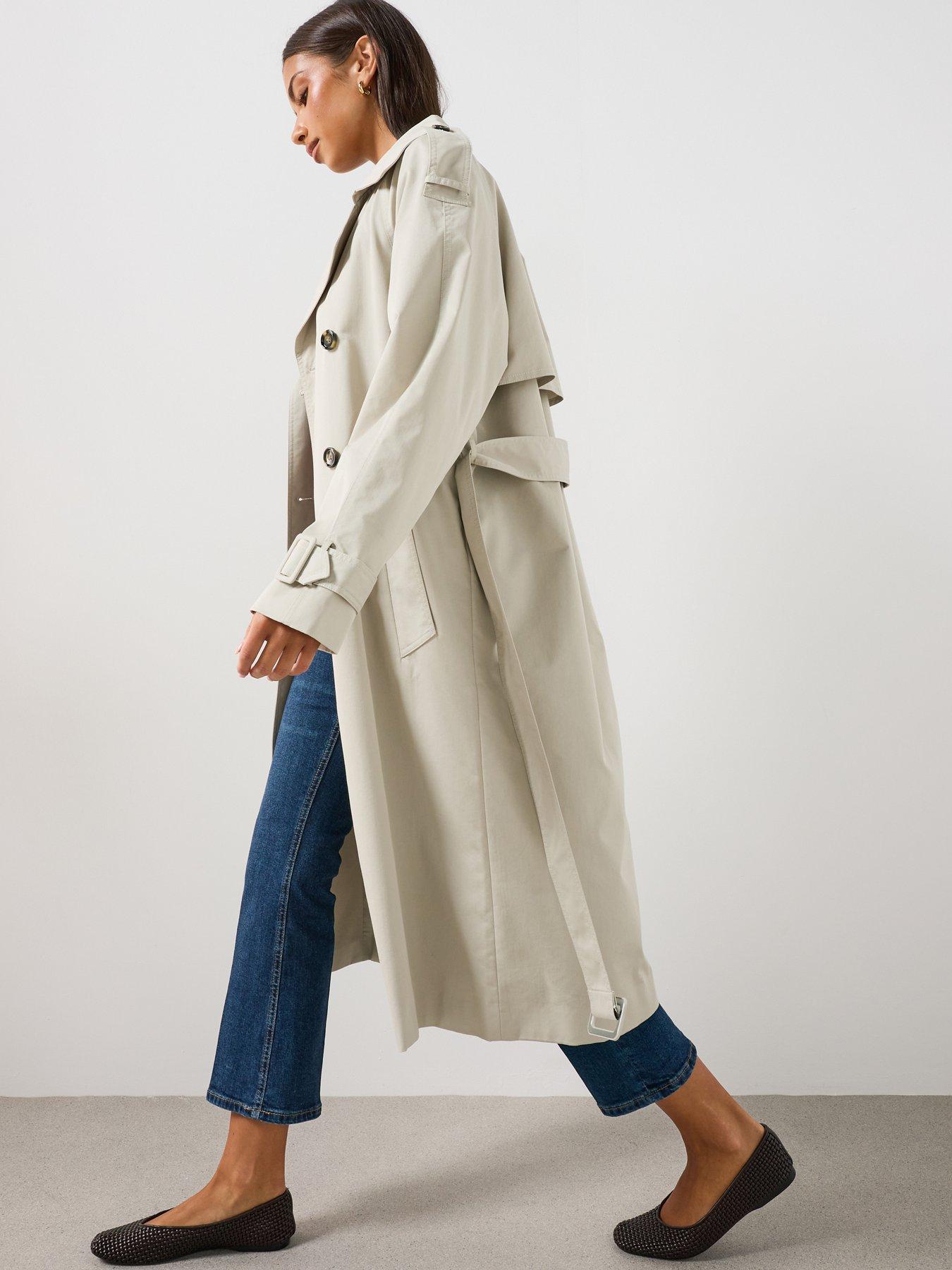 Mango Women's Double-Breasted Longline Trench Coat - Beige