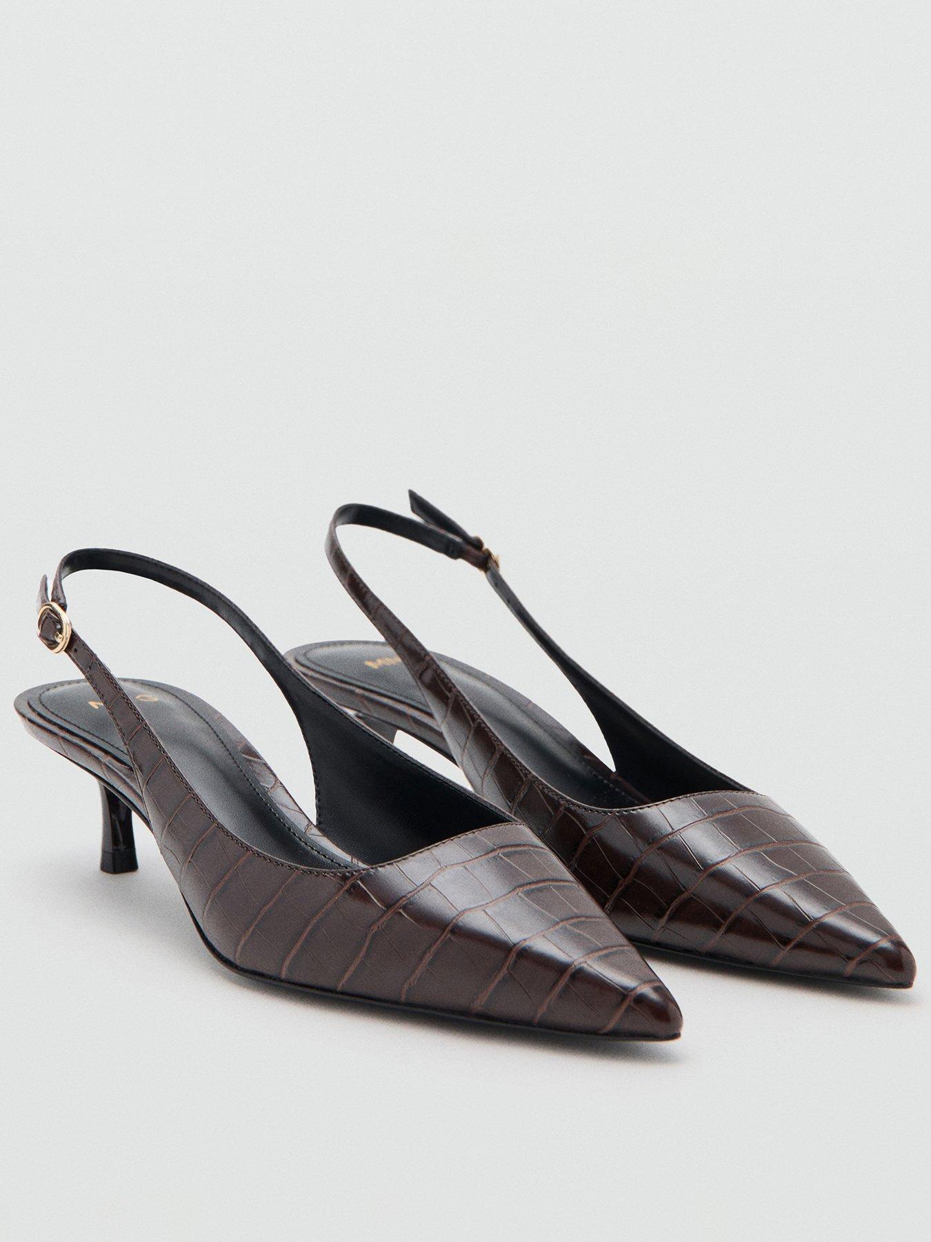 Mango Croc Effect Heeled Shoes - Red