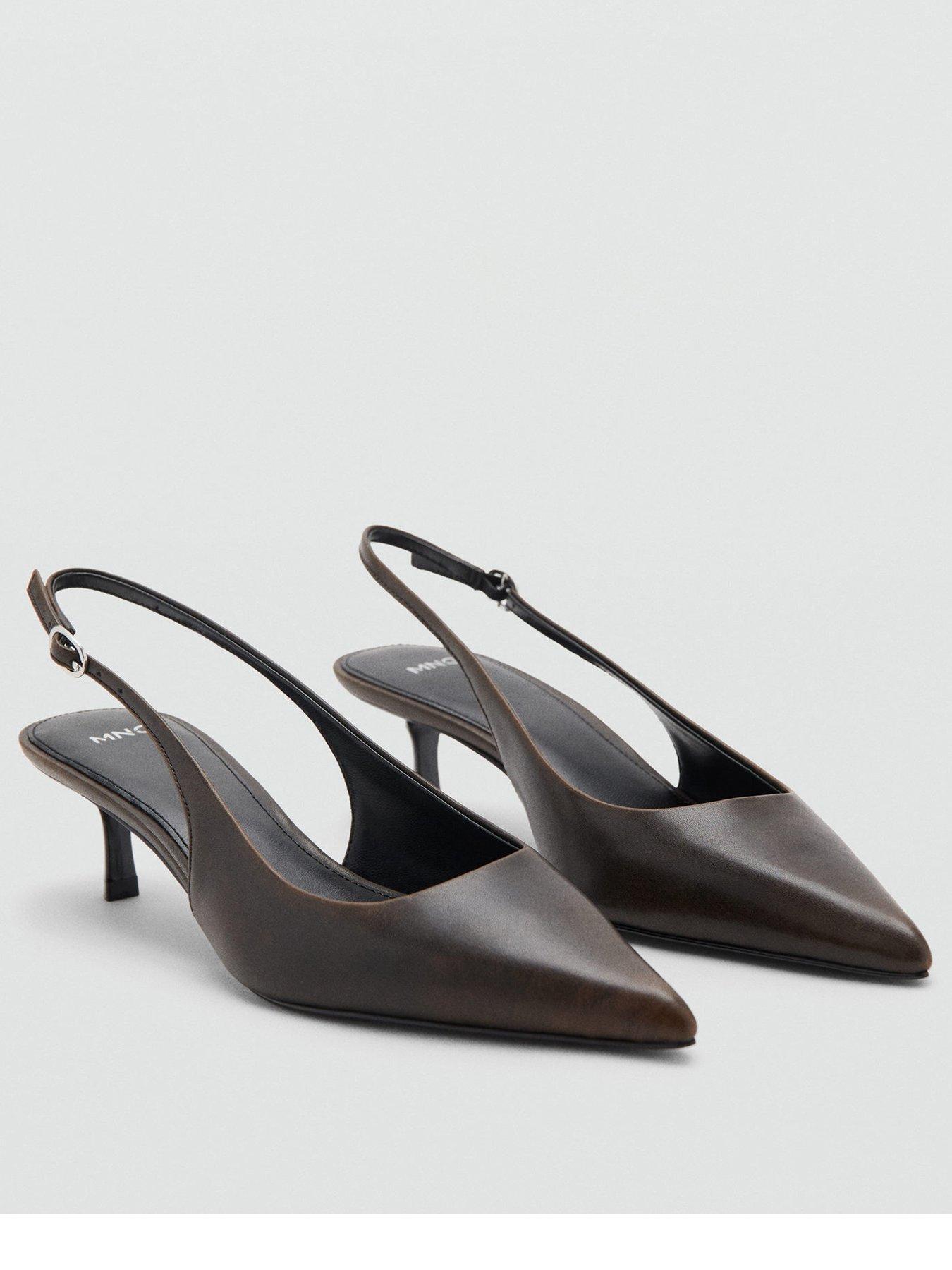Mango Worn Effect Heeled Shoe - Brown