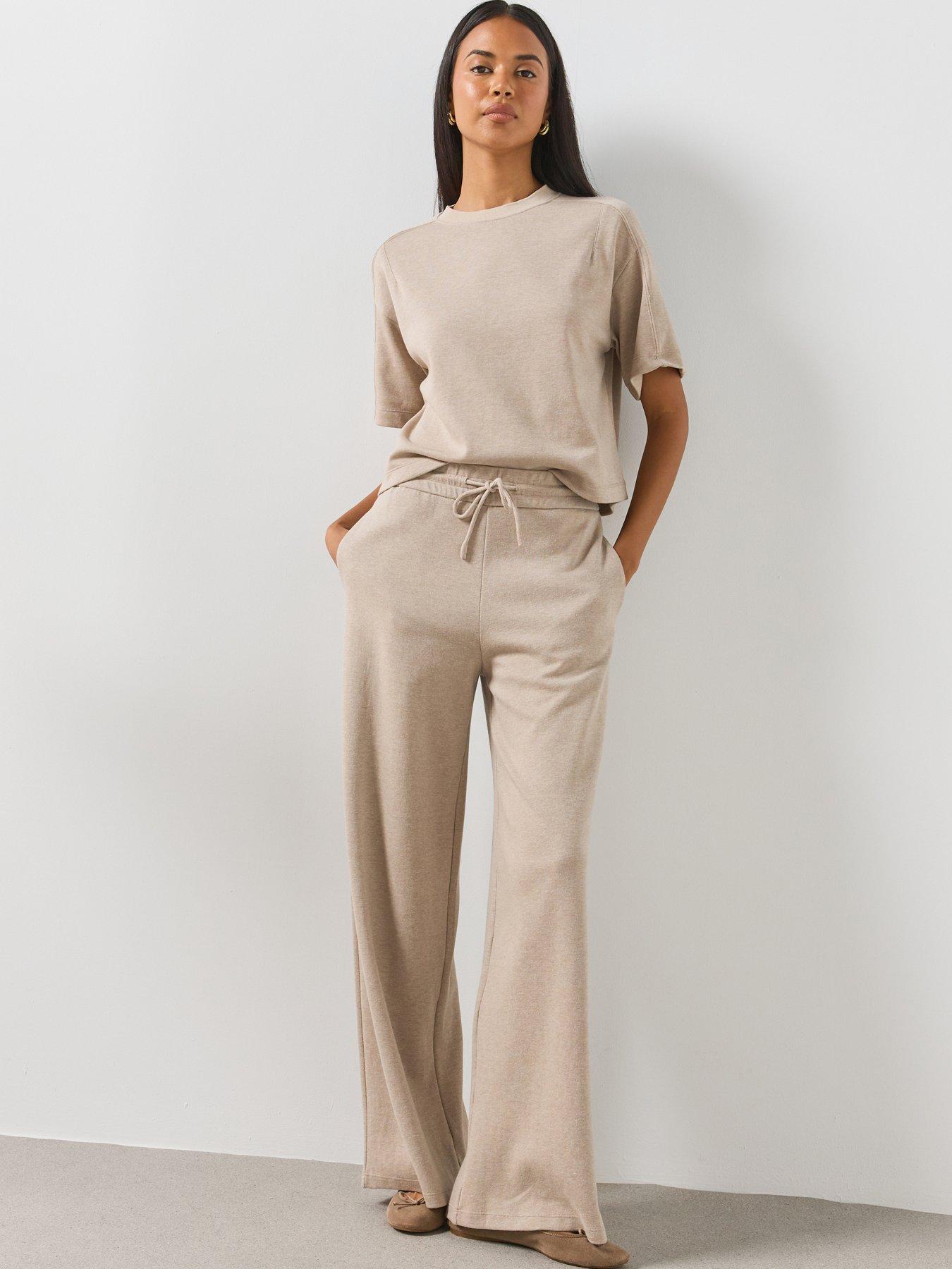 Mango Seam Detail T-Shirt Co-Ord - Cream