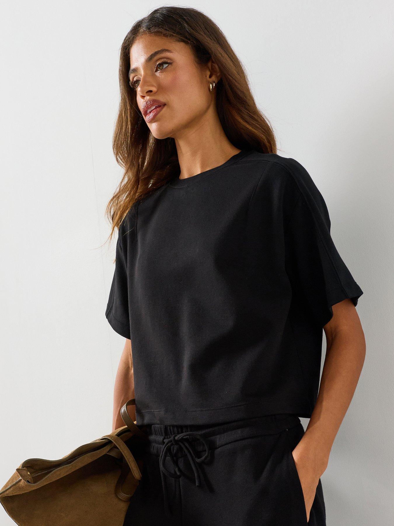 Mango Seam Detail Co-Ord T-Shirt - Black