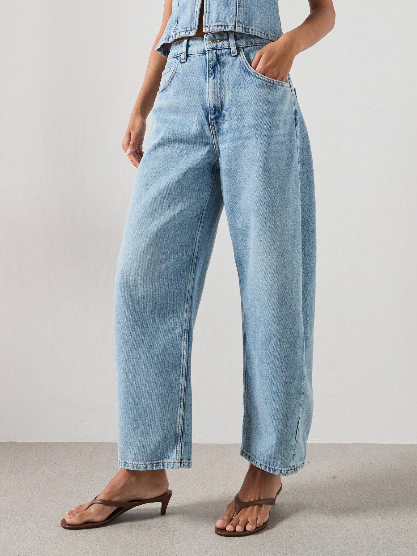 Mango Balloon Crop Co-Ord Jeans - Blue