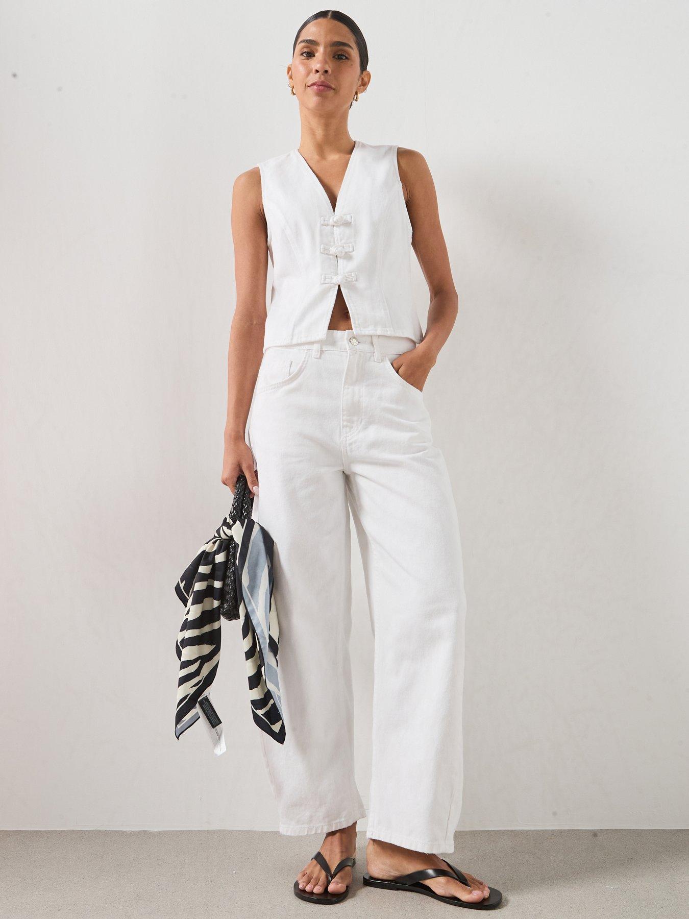 Mango Balloon Crop Co-Ord Jeans - White