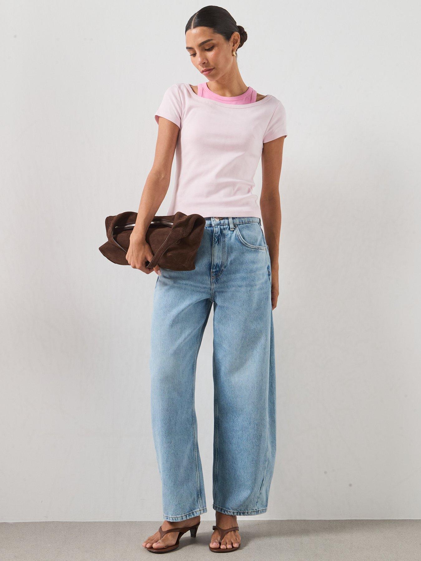 Image 3 of 6 of Mango Two Tone Contrast T-shirt - Pink
