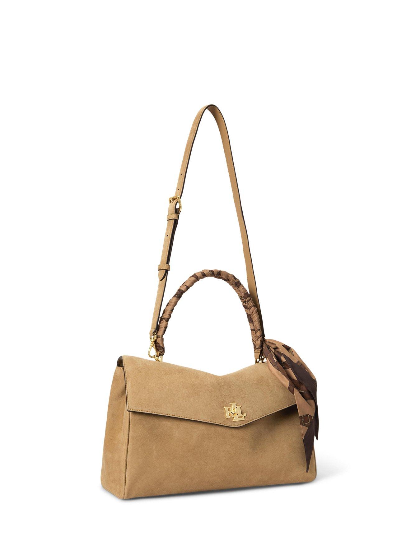 Image 2 of 5 of Lauren by Ralph Lauren Womens Farrah Suede Adjustable Strap Satchel - Beige