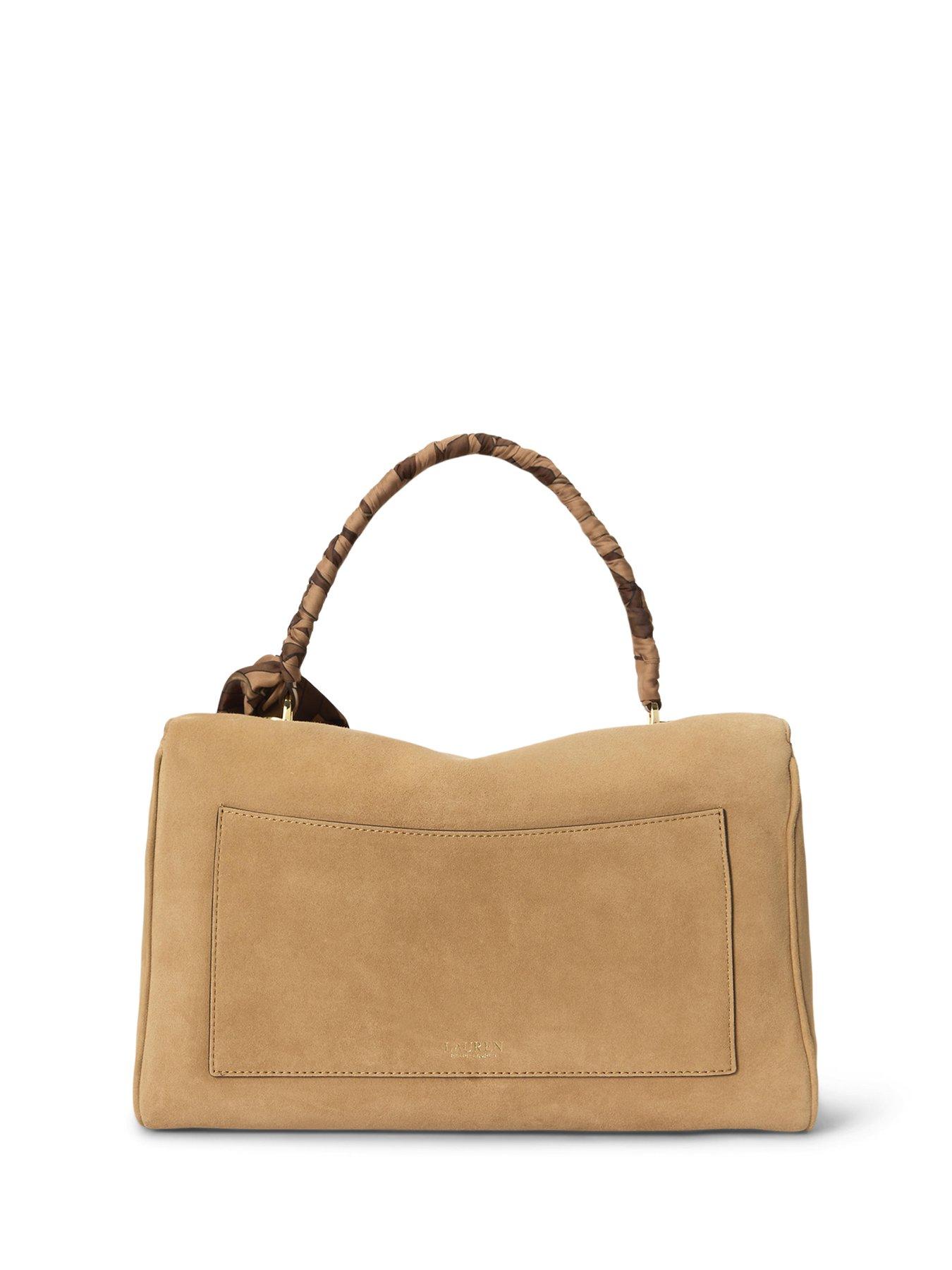 Image 3 of 5 of Lauren by Ralph Lauren Womens Farrah Suede Adjustable Strap Satchel - Beige