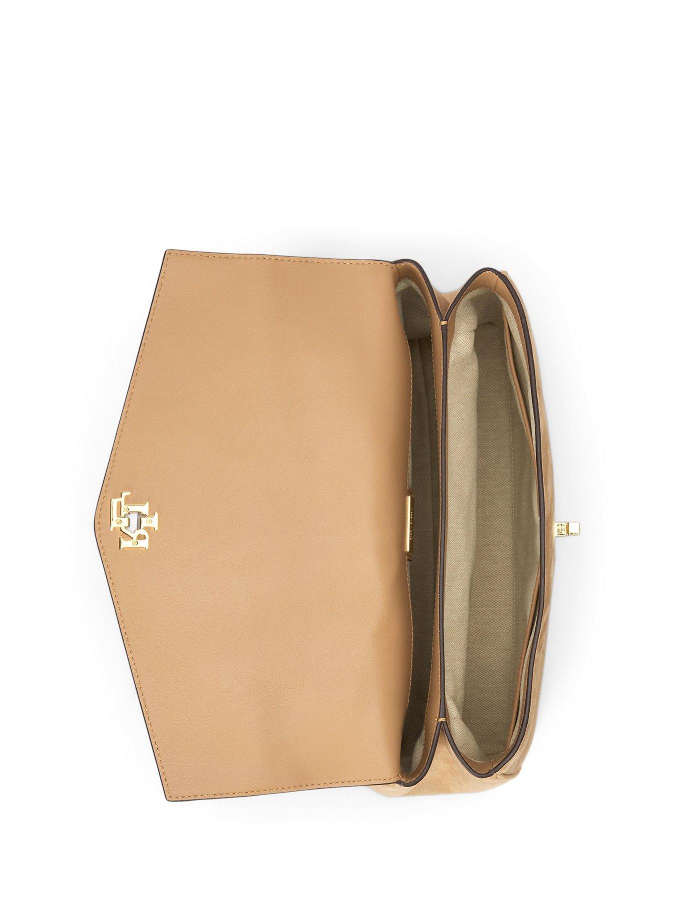 Image 4 of 5 of Lauren by Ralph Lauren Womens Farrah Suede Adjustable Strap Satchel - Beige