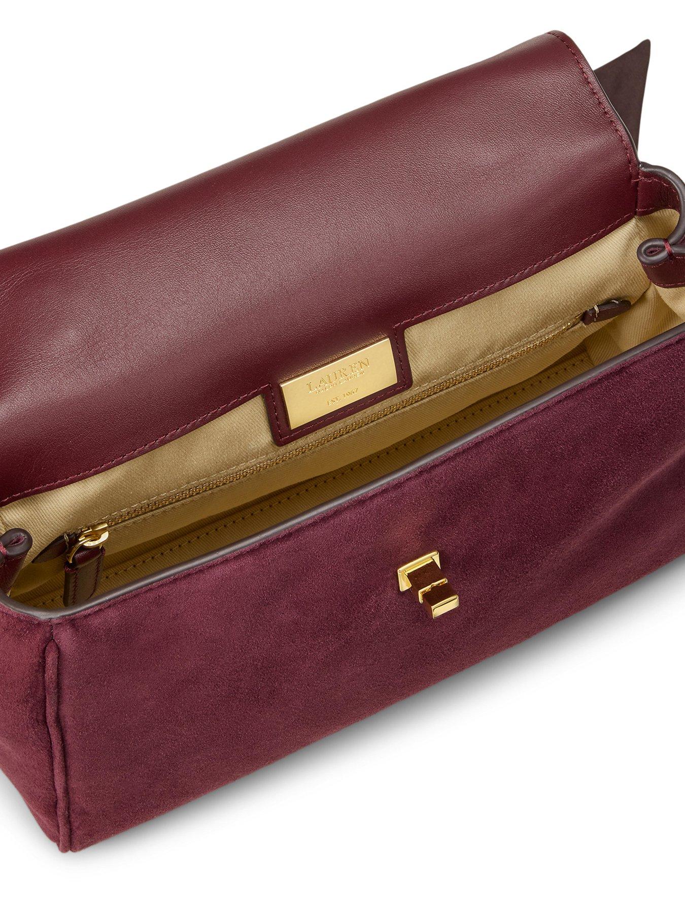 Image 5 of 6 of Lauren by Ralph Lauren Womens Farrah Suede Adjustable Strap Soft Satchel - Multi