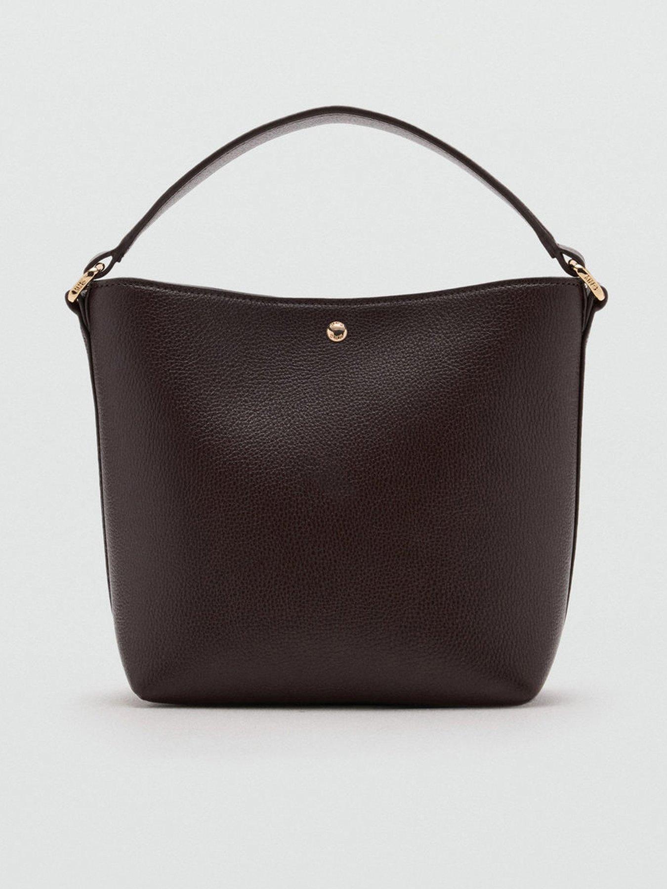 Mango Faux-Leather Bucket Handbag - Brown