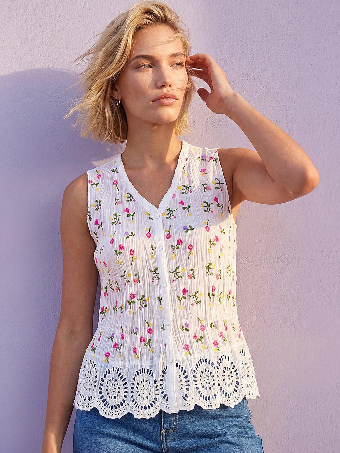 Roman Floral Crinkle Blouse