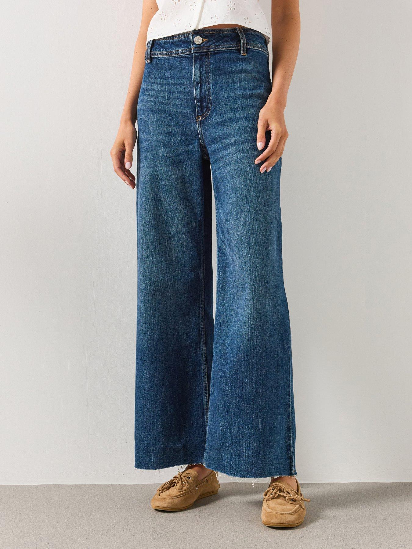 Mango High-Rise Wide Leg Culotte Jeans - Blue