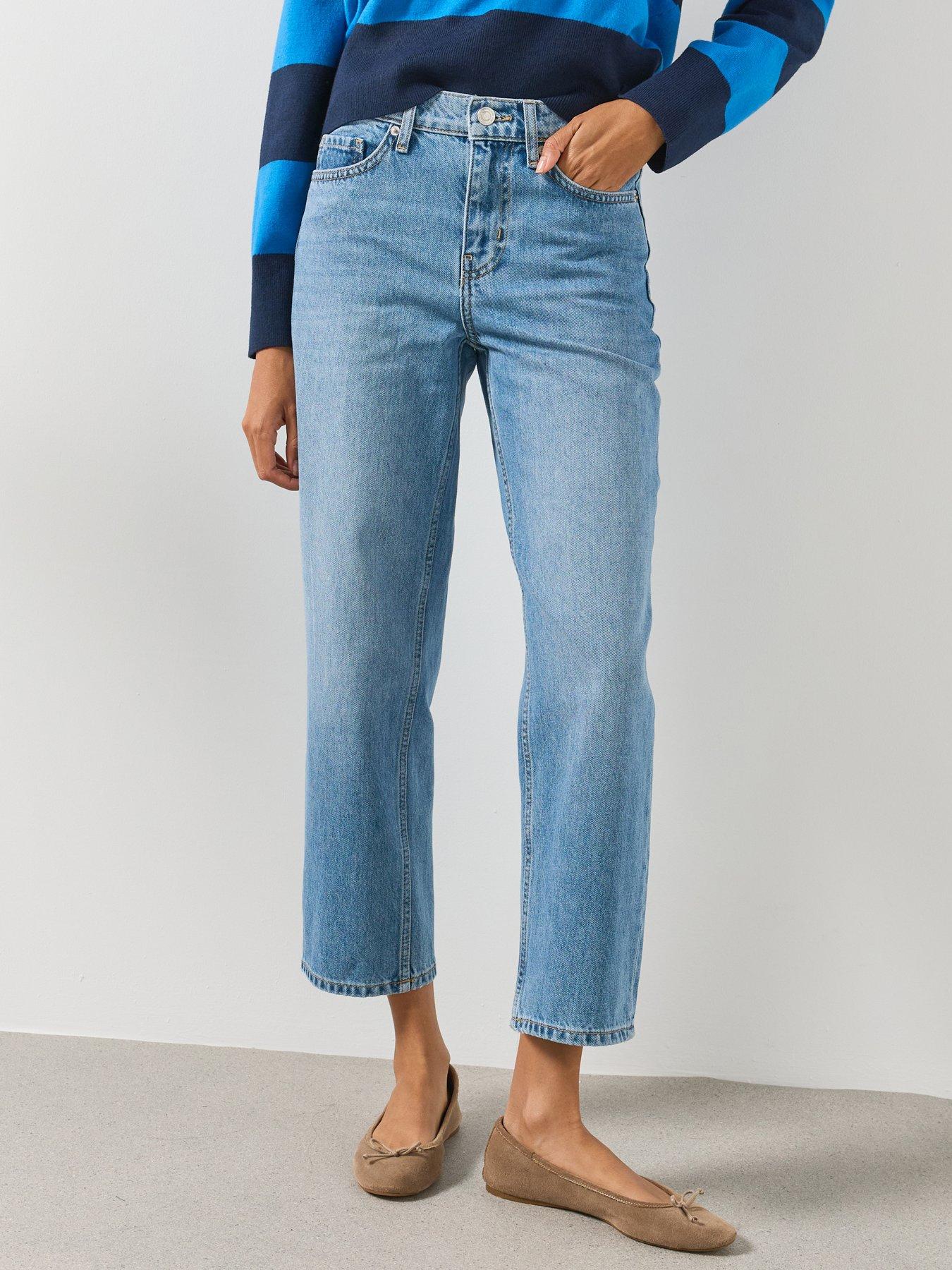 Image 1 of 6 of Mango Mid Rise Straight Jeans - Blue