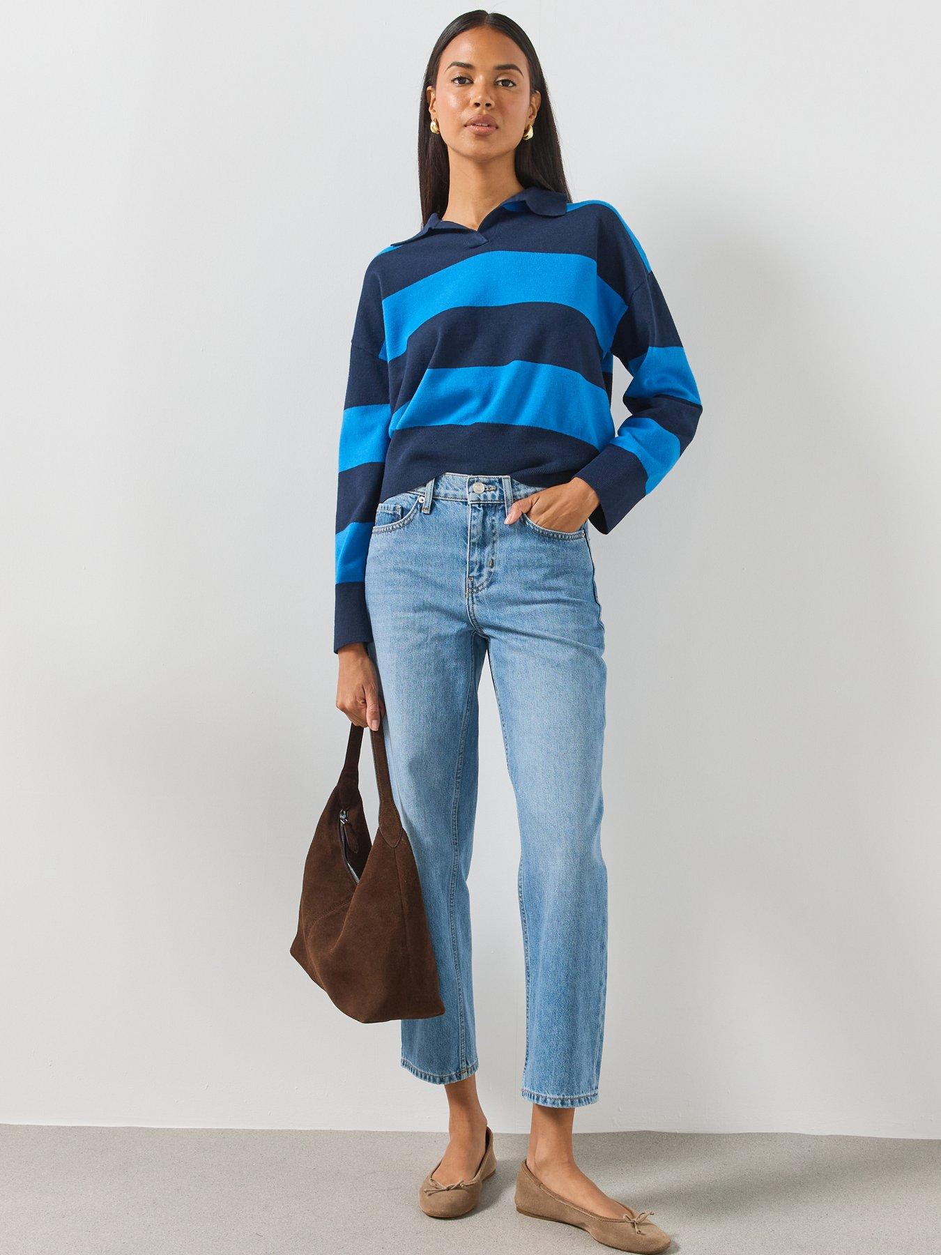 Image 3 of 6 of Mango Mid Rise Straight Jeans - Blue