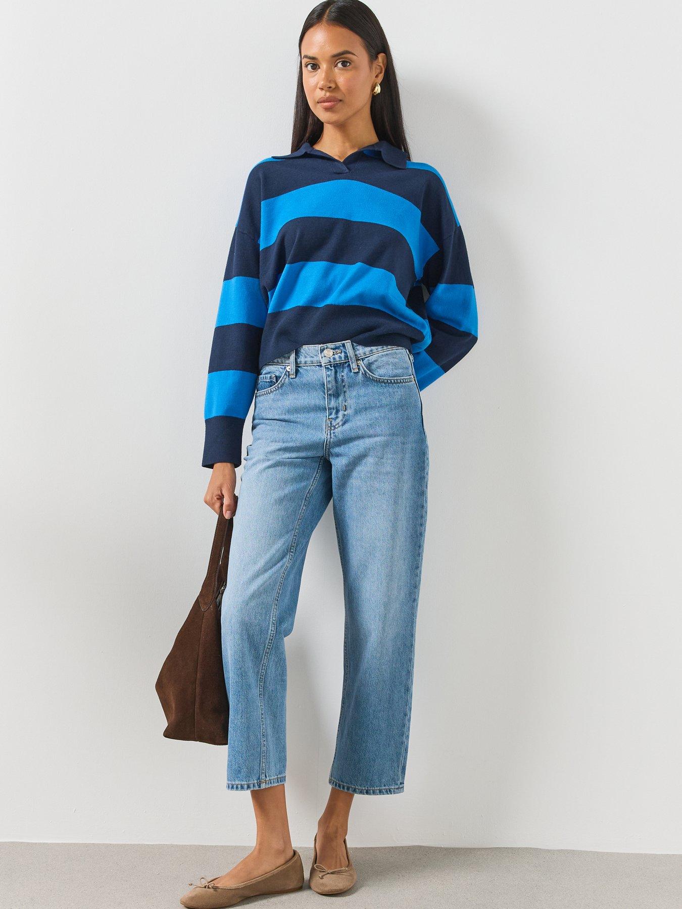 Image 4 of 6 of Mango Mid Rise Straight Jeans - Blue