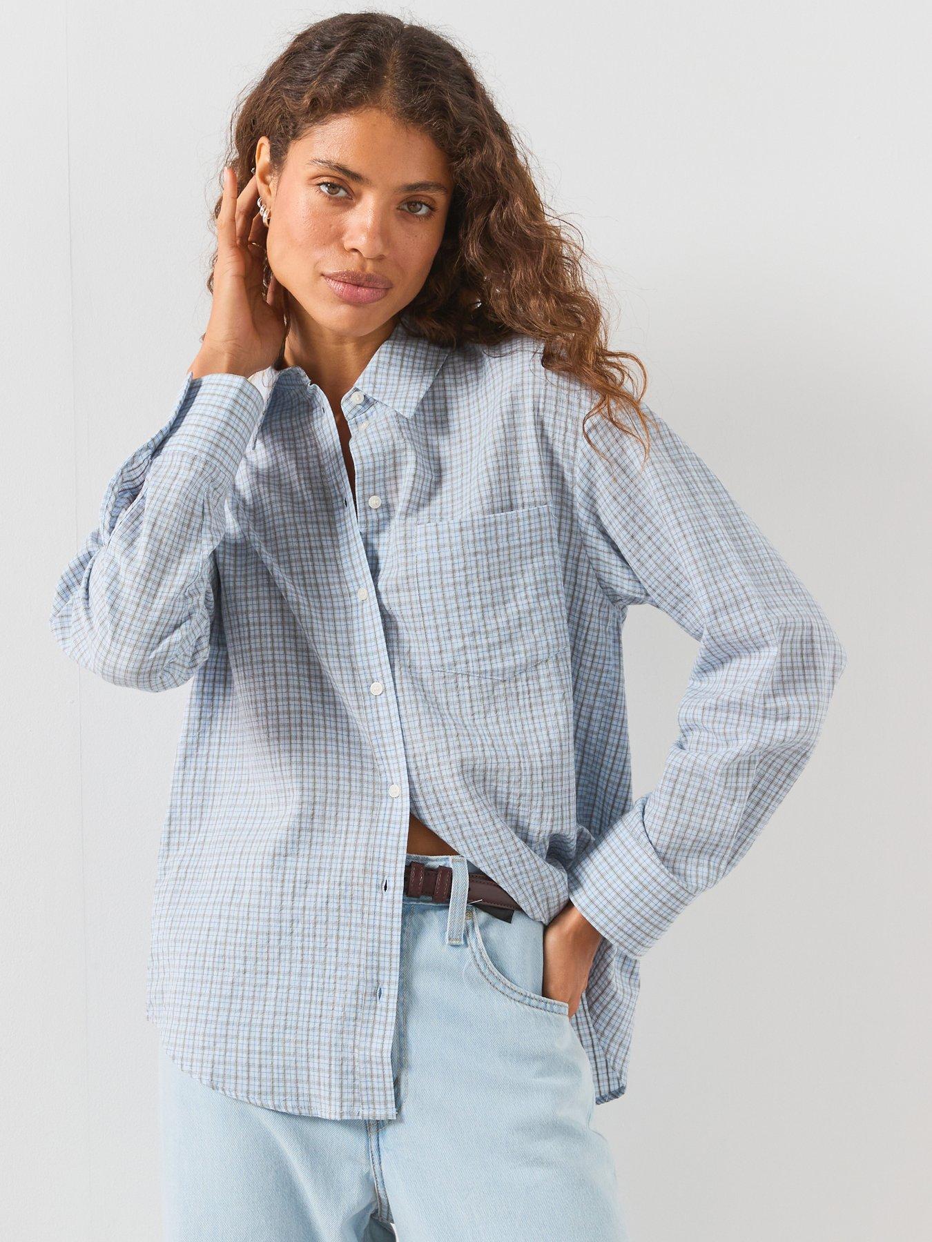 Mango Check Cotton Shirt - Blue